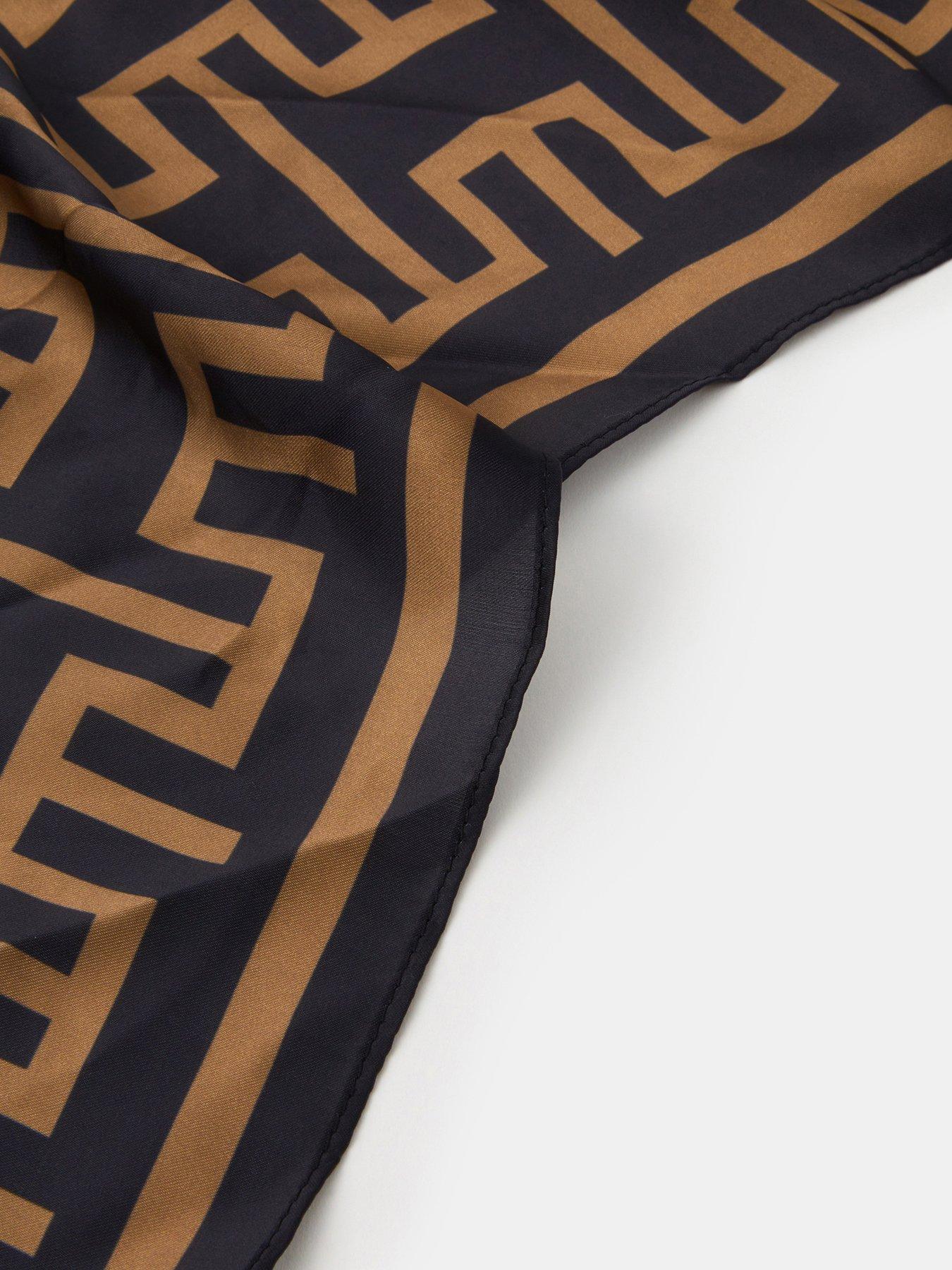 Image 3 of 3 of Accessorize Geometric Print Square Satin Scarf - Multi