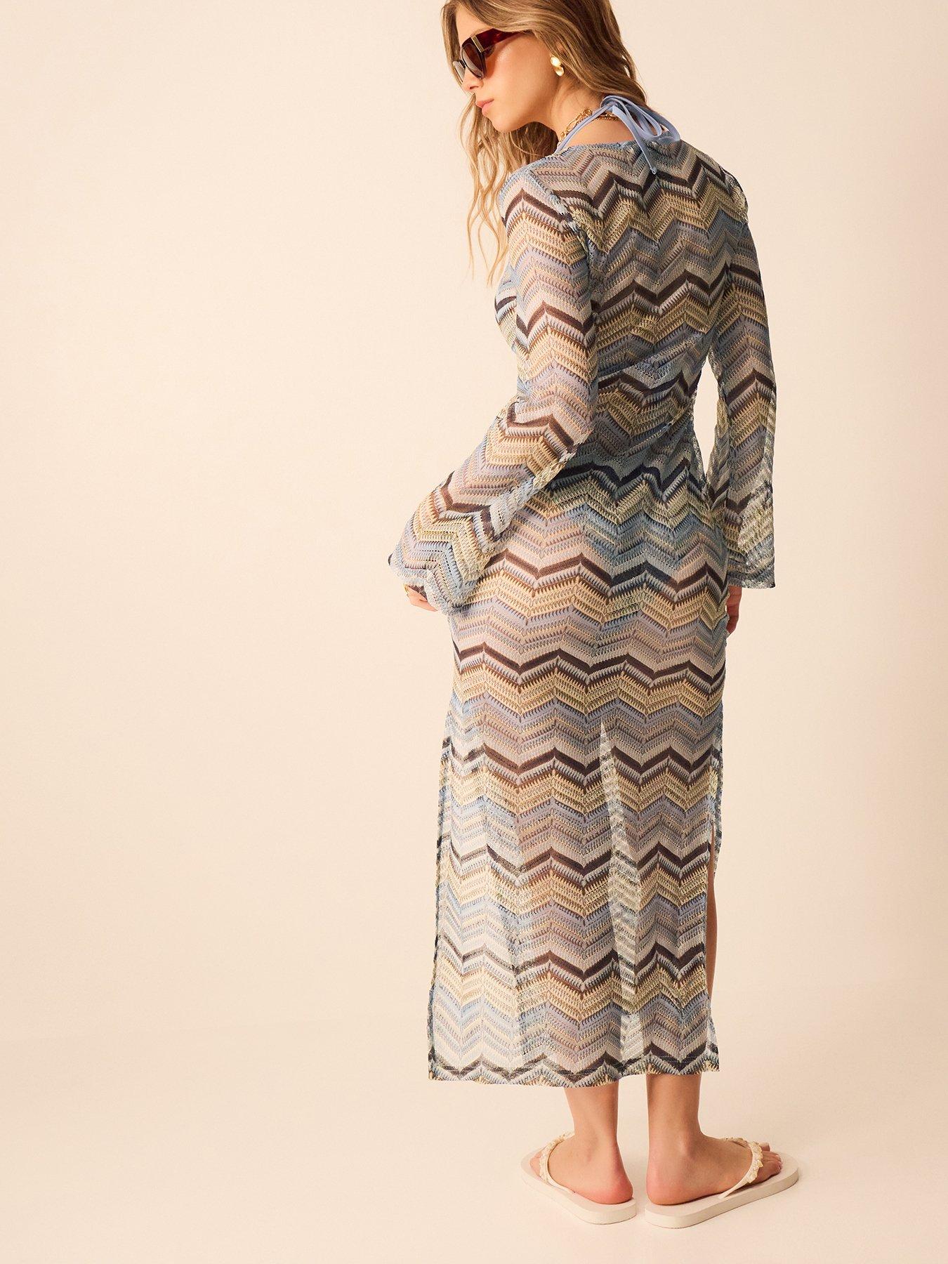 Image 2 of 4 of Accessorize Zig Zag Crochet Maxi Dress - Multi