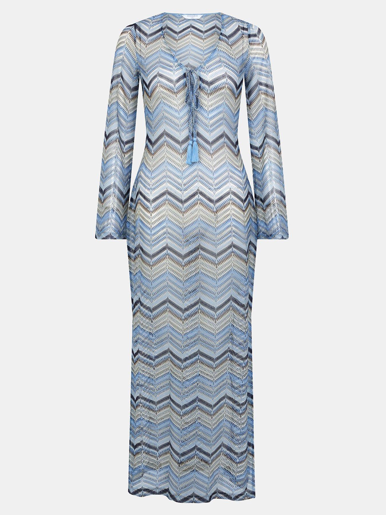 Image 4 of 4 of Accessorize Zig Zag Crochet Maxi Dress - Multi
