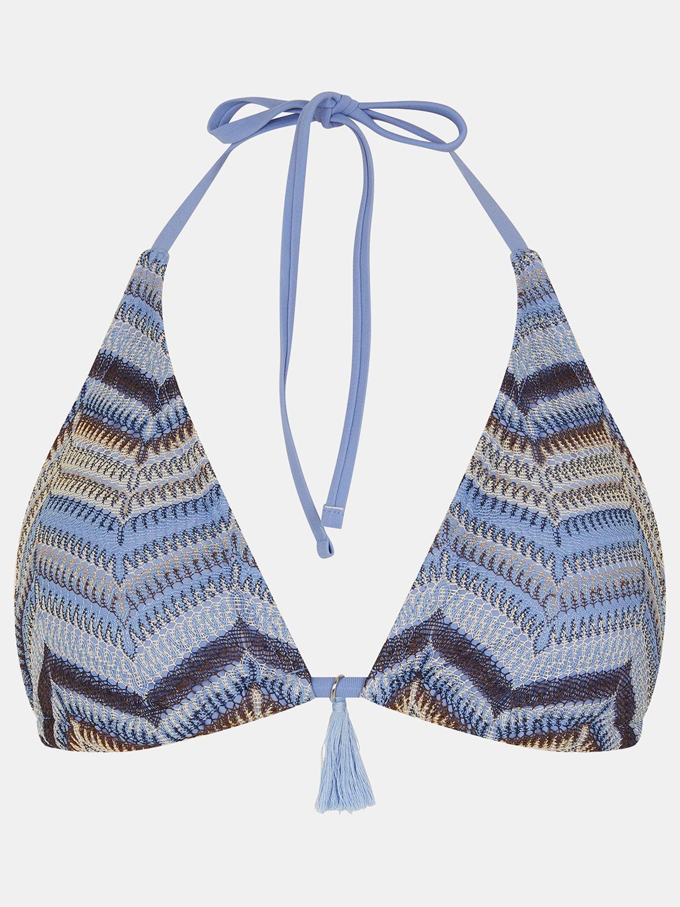  image of accessorize-zig-zag-crochet-triangle-bikini-top-multi