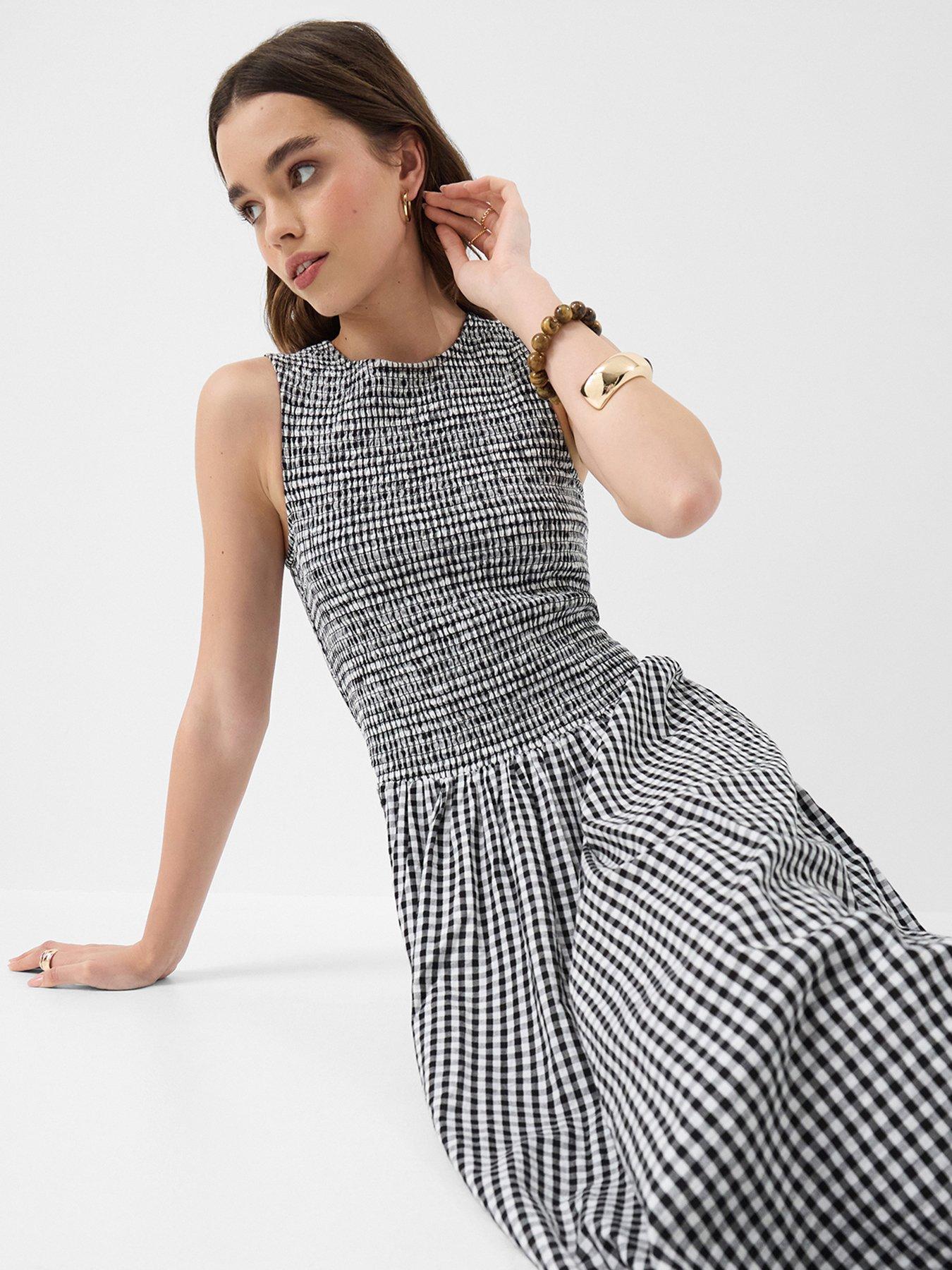  image of accessorize-gingham-print-drop-waist-maxi-dress-multi