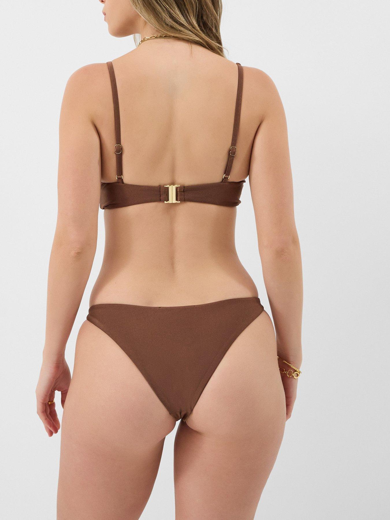  image of accessorize-beaded-strap-bikini-bottoms-brown