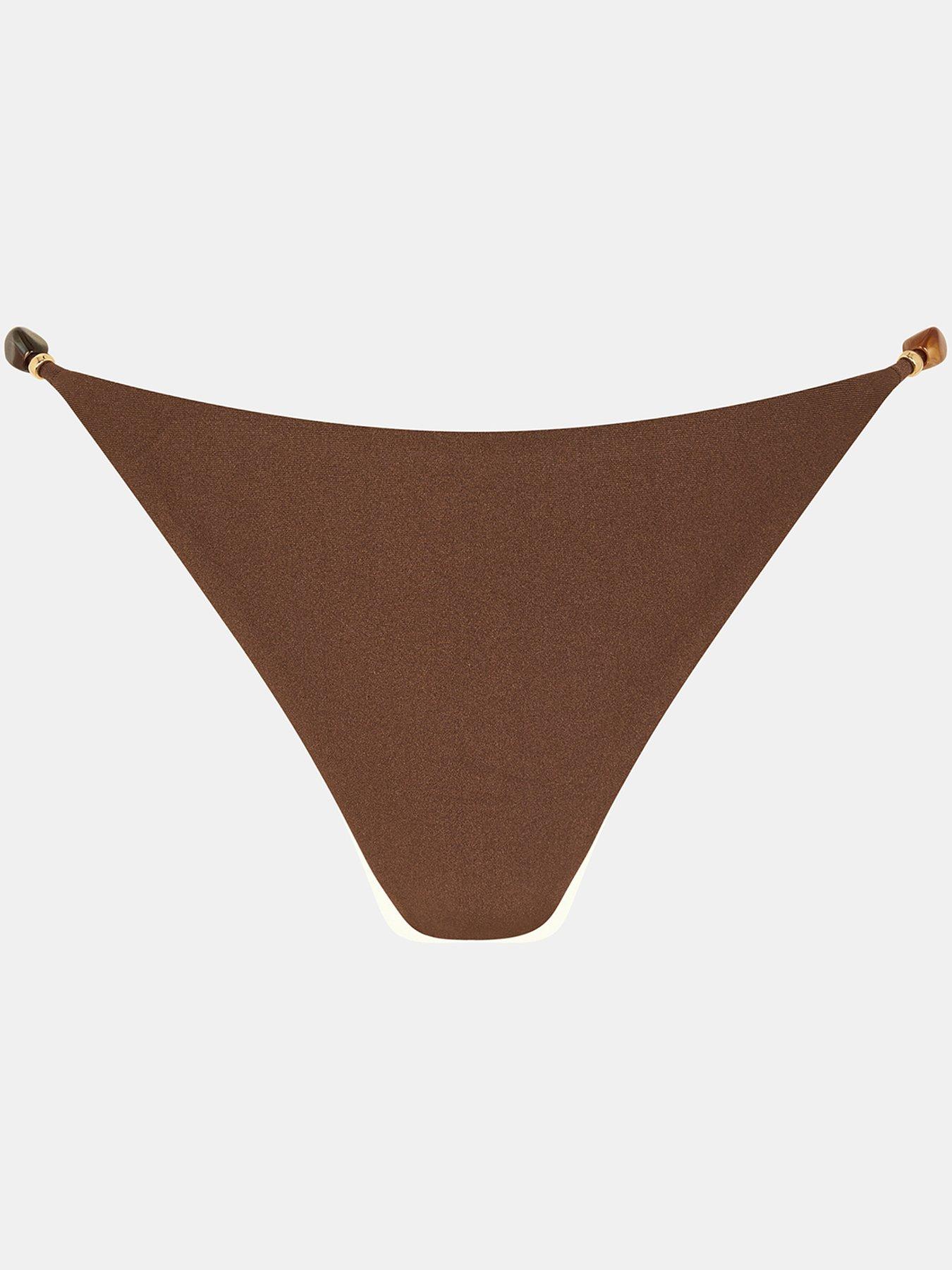  image of accessorize-beaded-strap-bikini-bottoms-brown