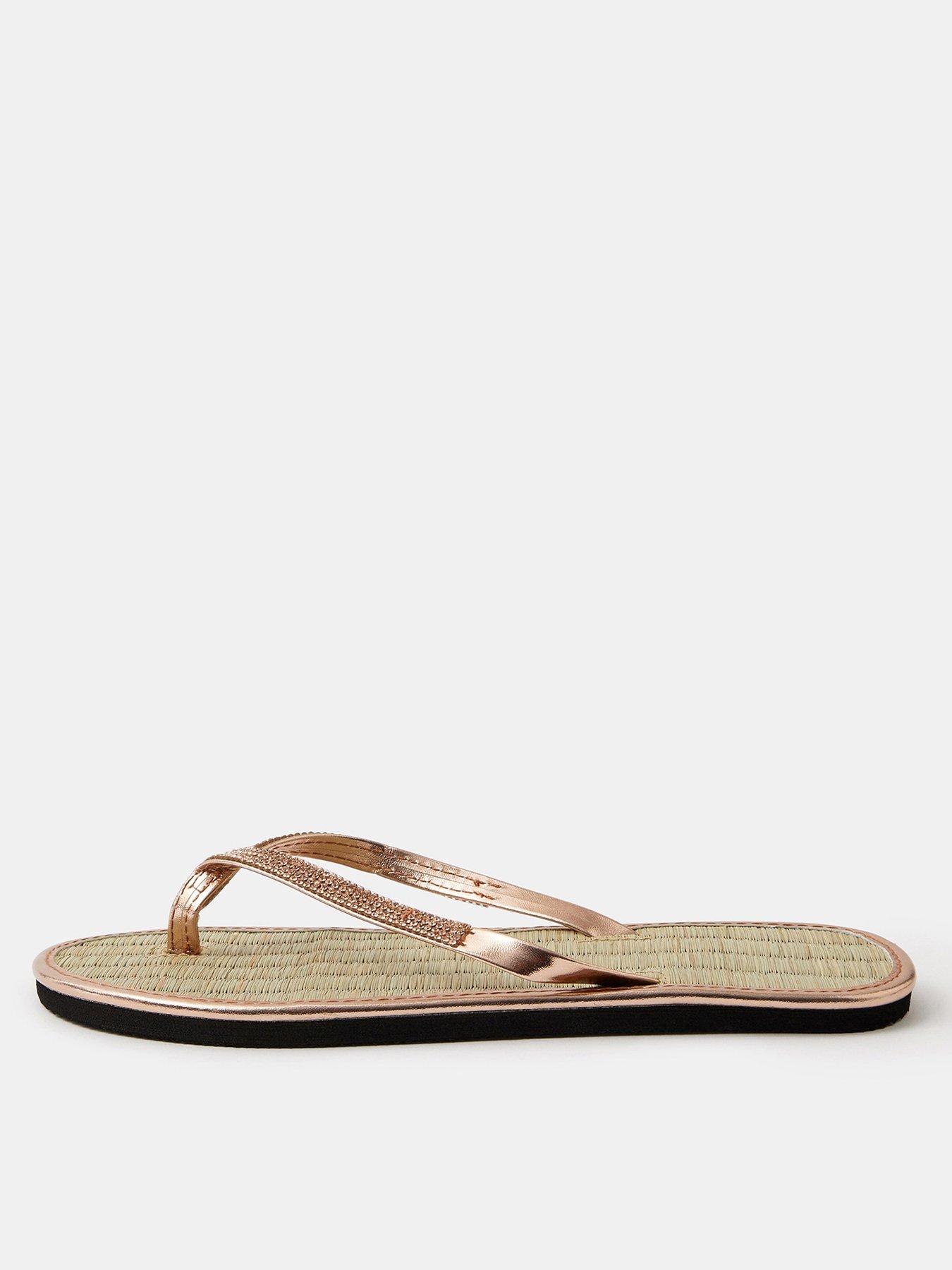  image of accessorize-sparkle-seagrass-flip-flops-gold