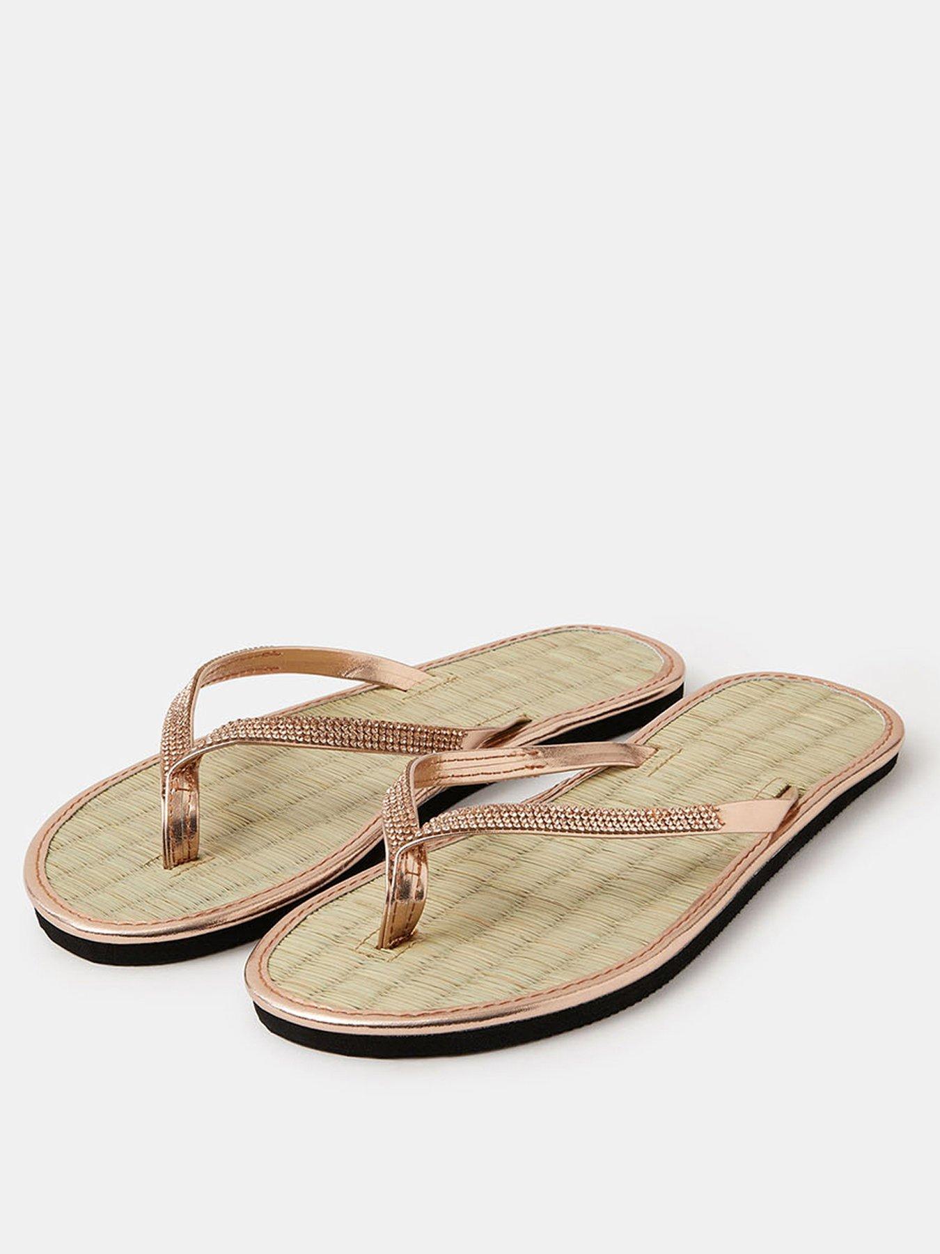  image of accessorize-sparkle-seagrass-flip-flops-gold