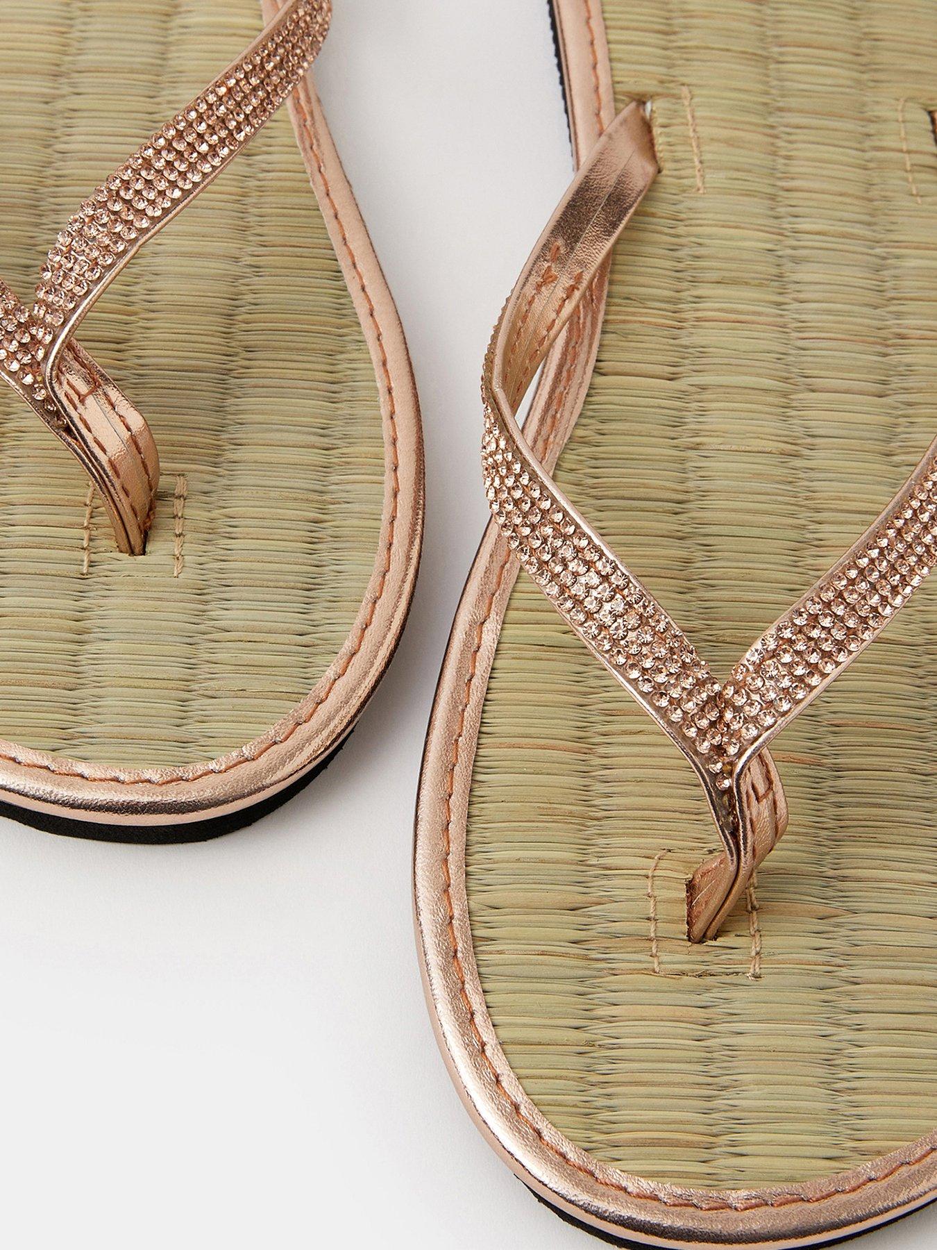  image of accessorize-sparkle-seagrass-flip-flops-gold