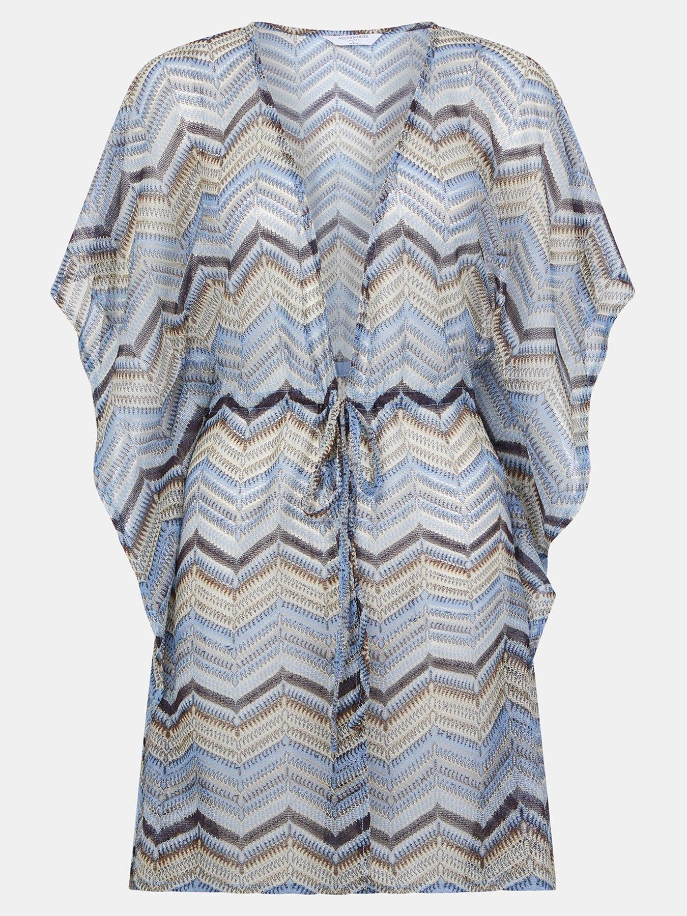 Image 4 of 4 of Accessorize Zig Zag Crochet Mini Kaftan - Multi