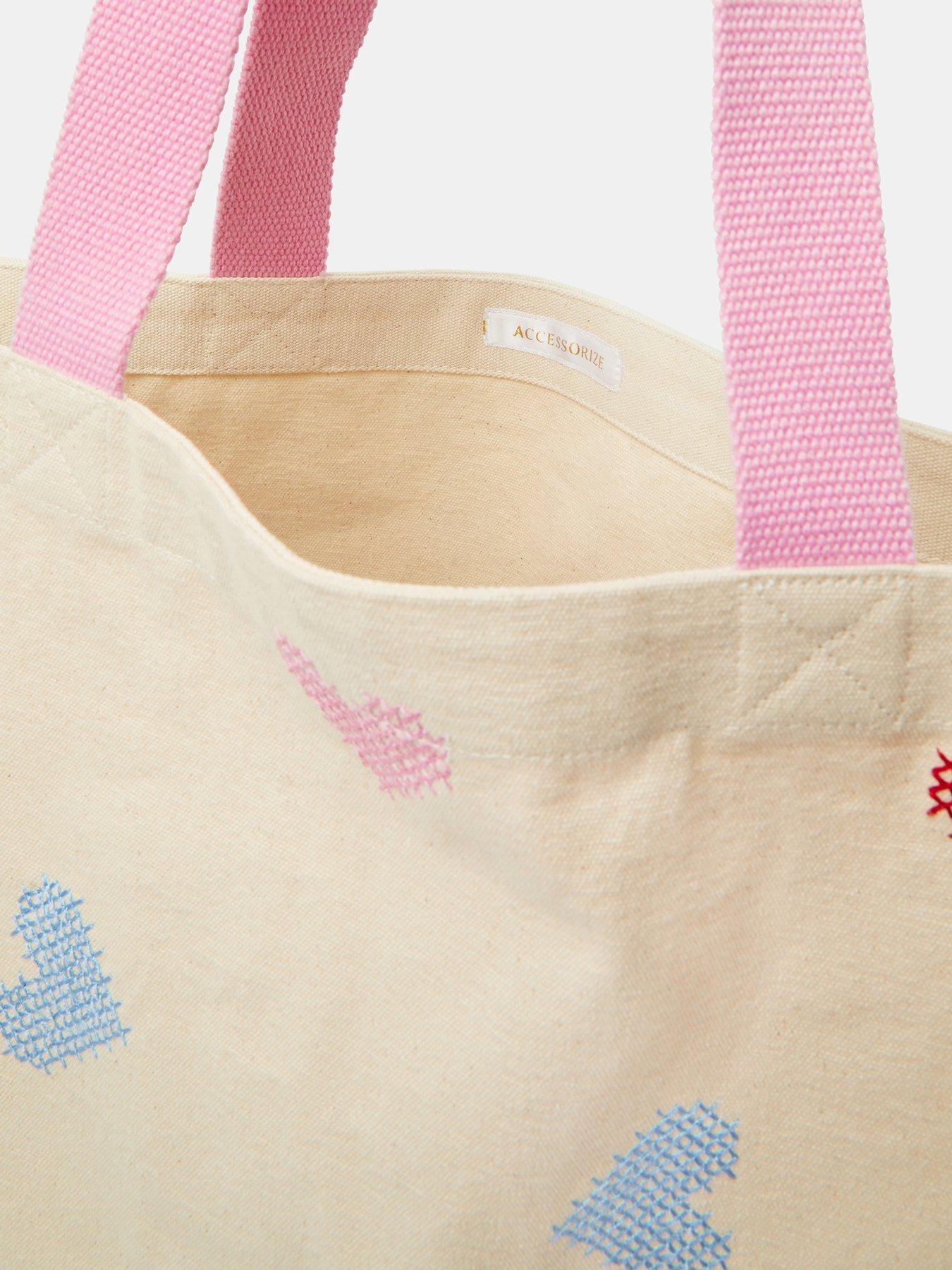  image of accessorize-cross-stitch-heart-shopper-bag-cream