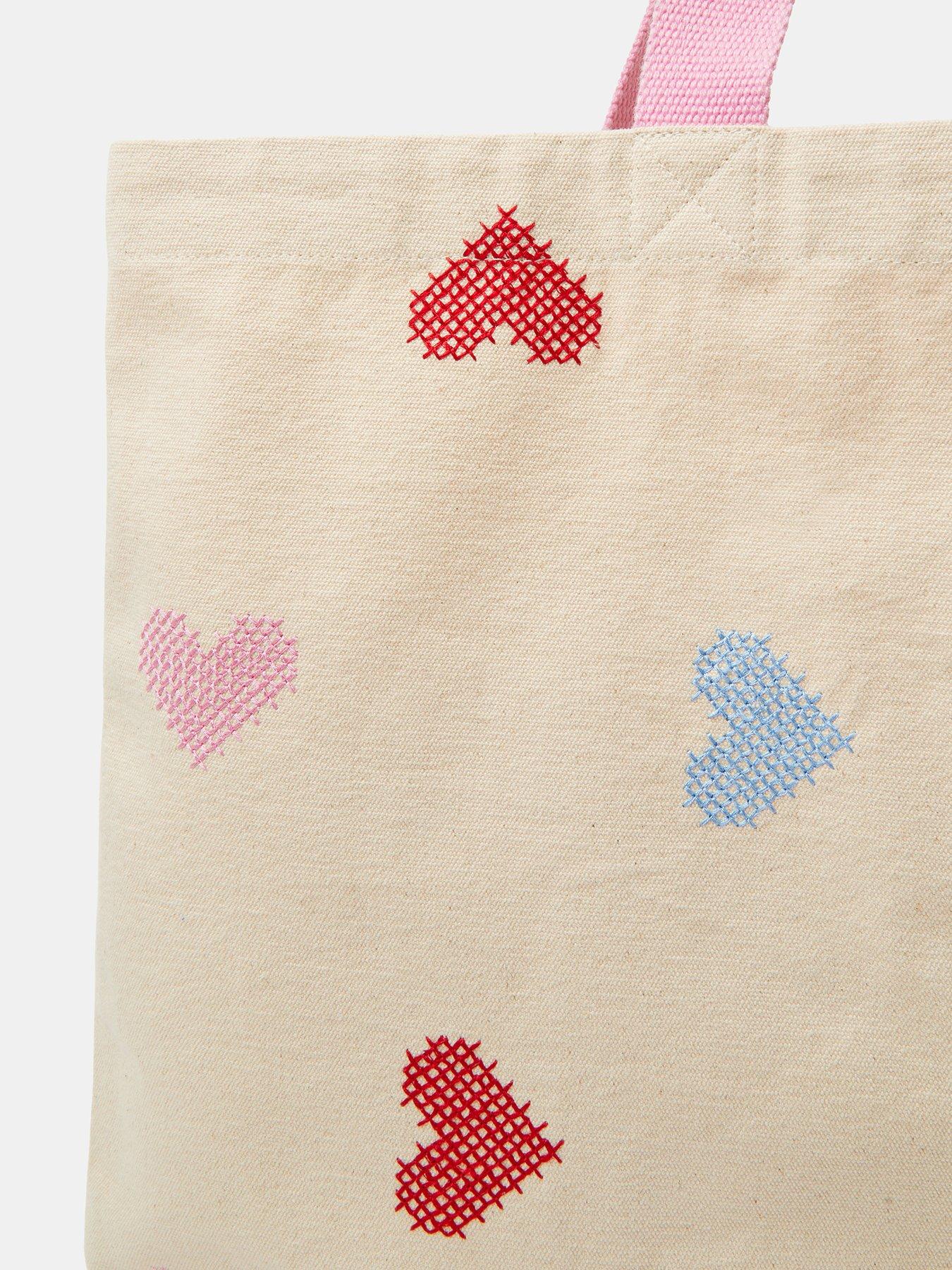  image of accessorize-cross-stitch-heart-shopper-bag-cream