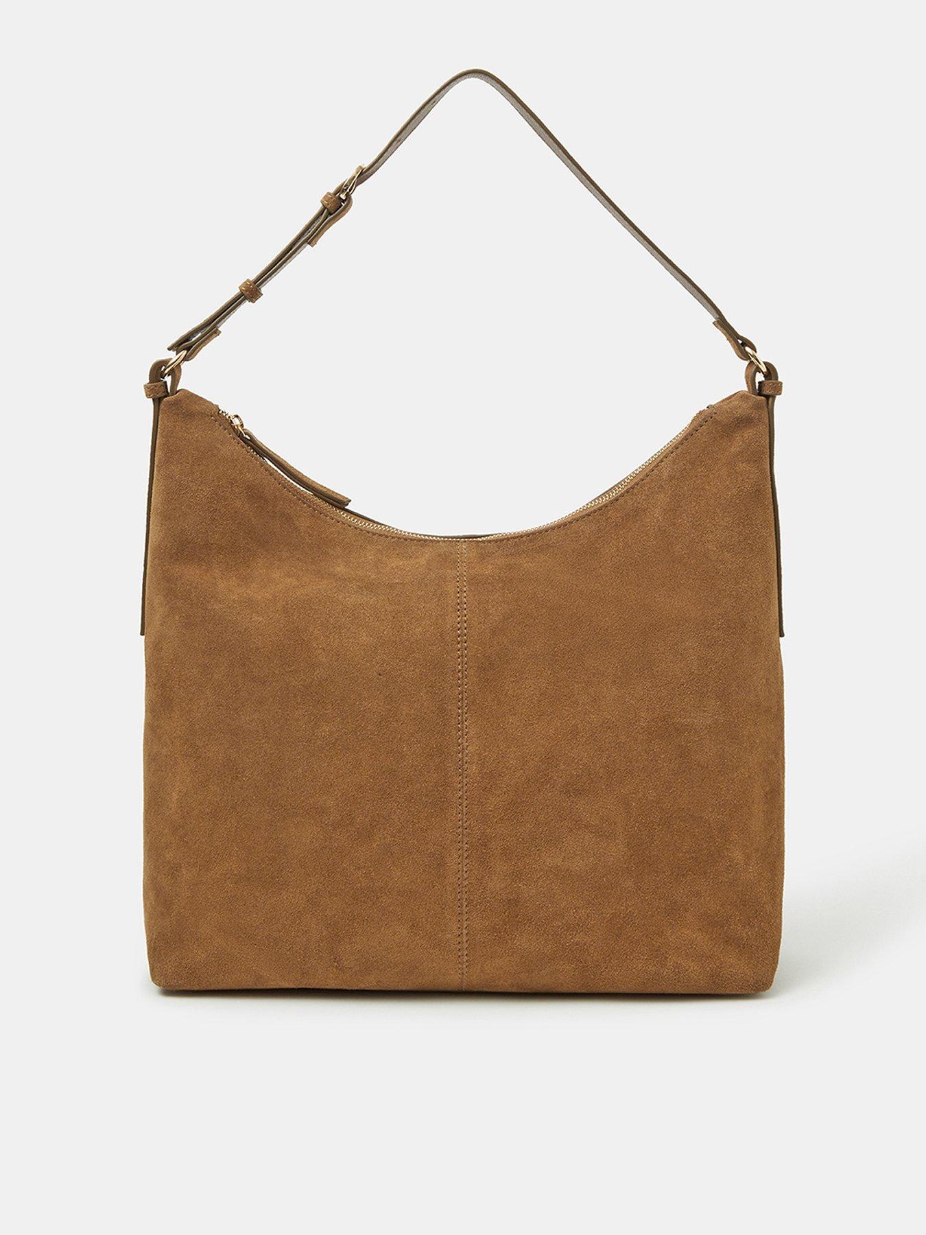 Image 1 of 5 of Accessorize Slouchy Suede Shoulder Bag - Brown