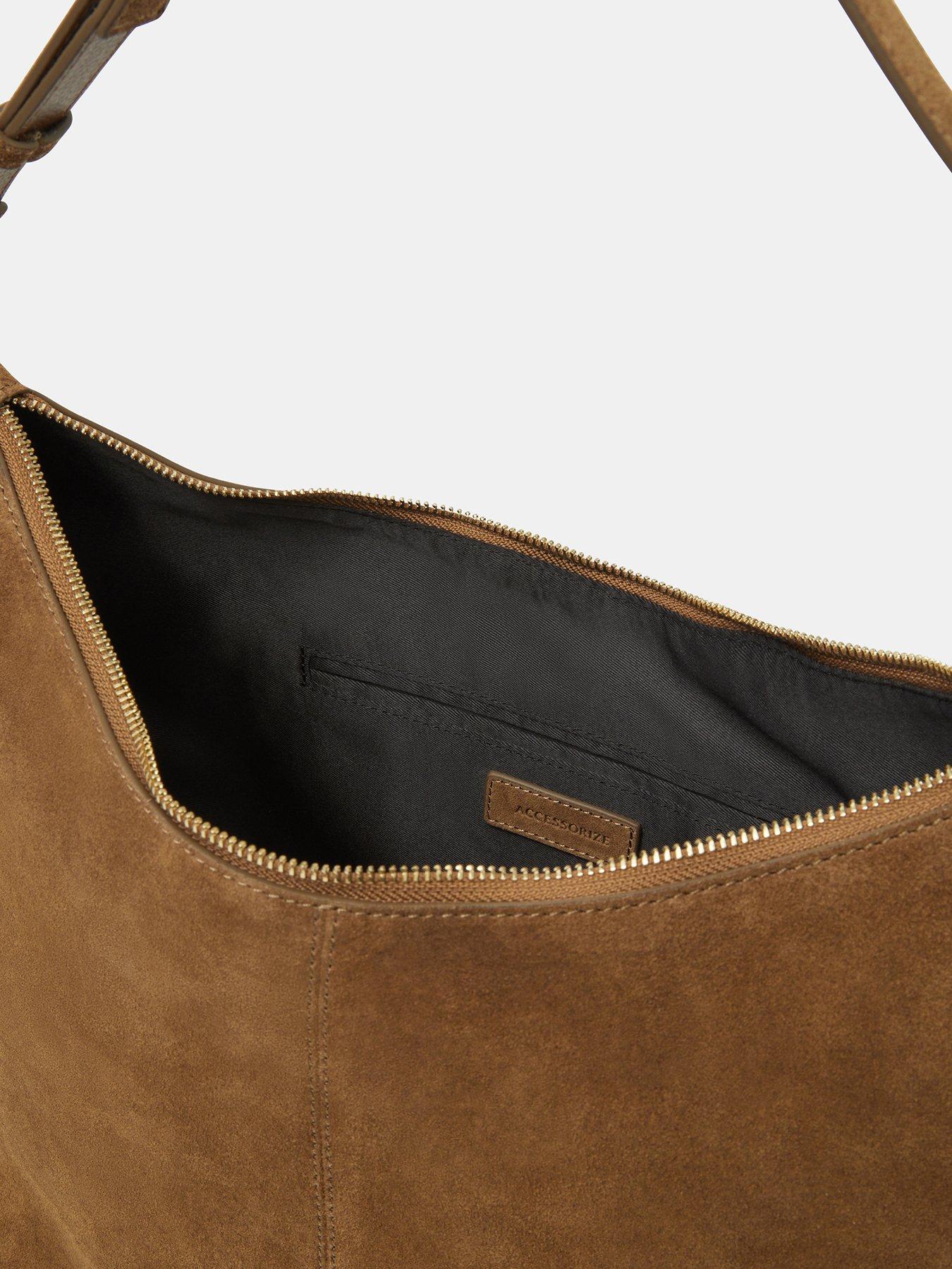 Image 3 of 5 of Accessorize Slouchy Suede Shoulder Bag - Brown
