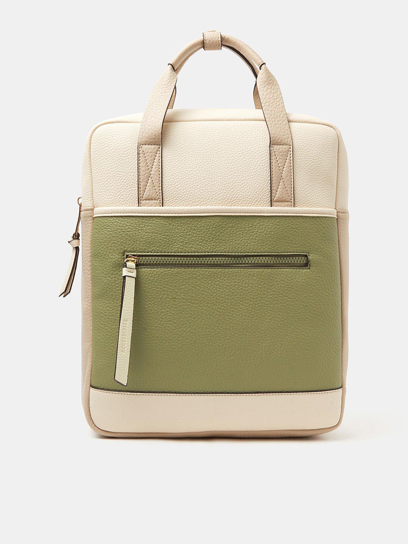  image of accessorize-faux-leather-backpack-khaki