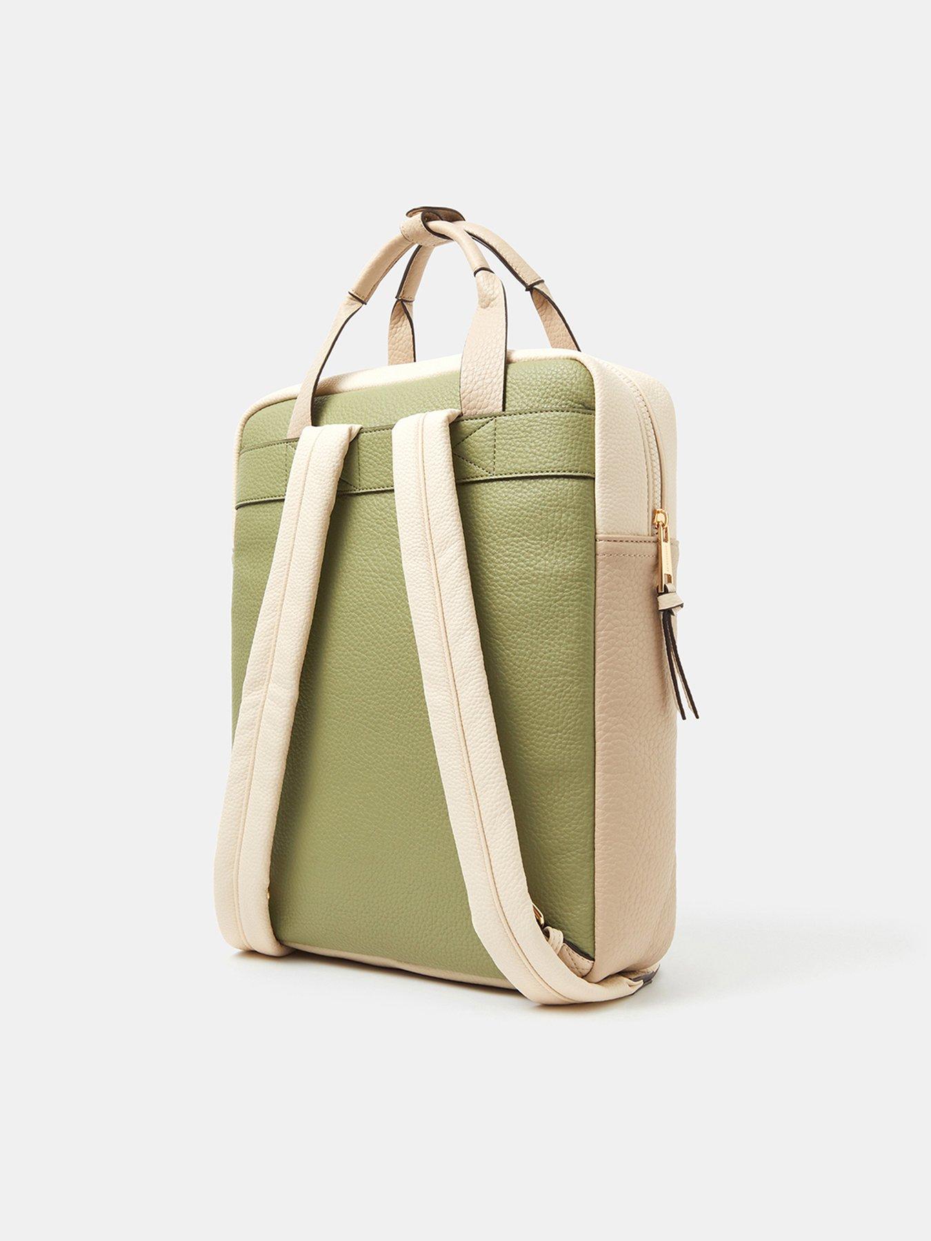  image of accessorize-faux-leather-backpack-khaki