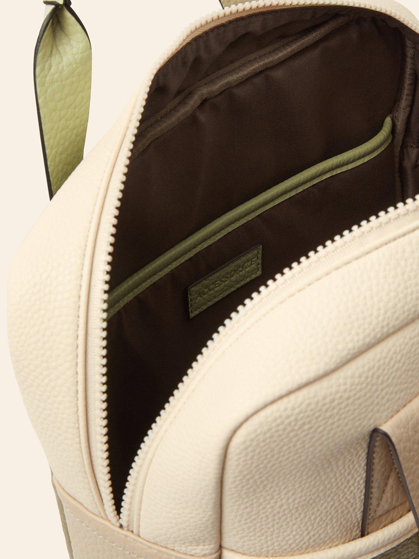  image of accessorize-faux-leather-backpack-khaki