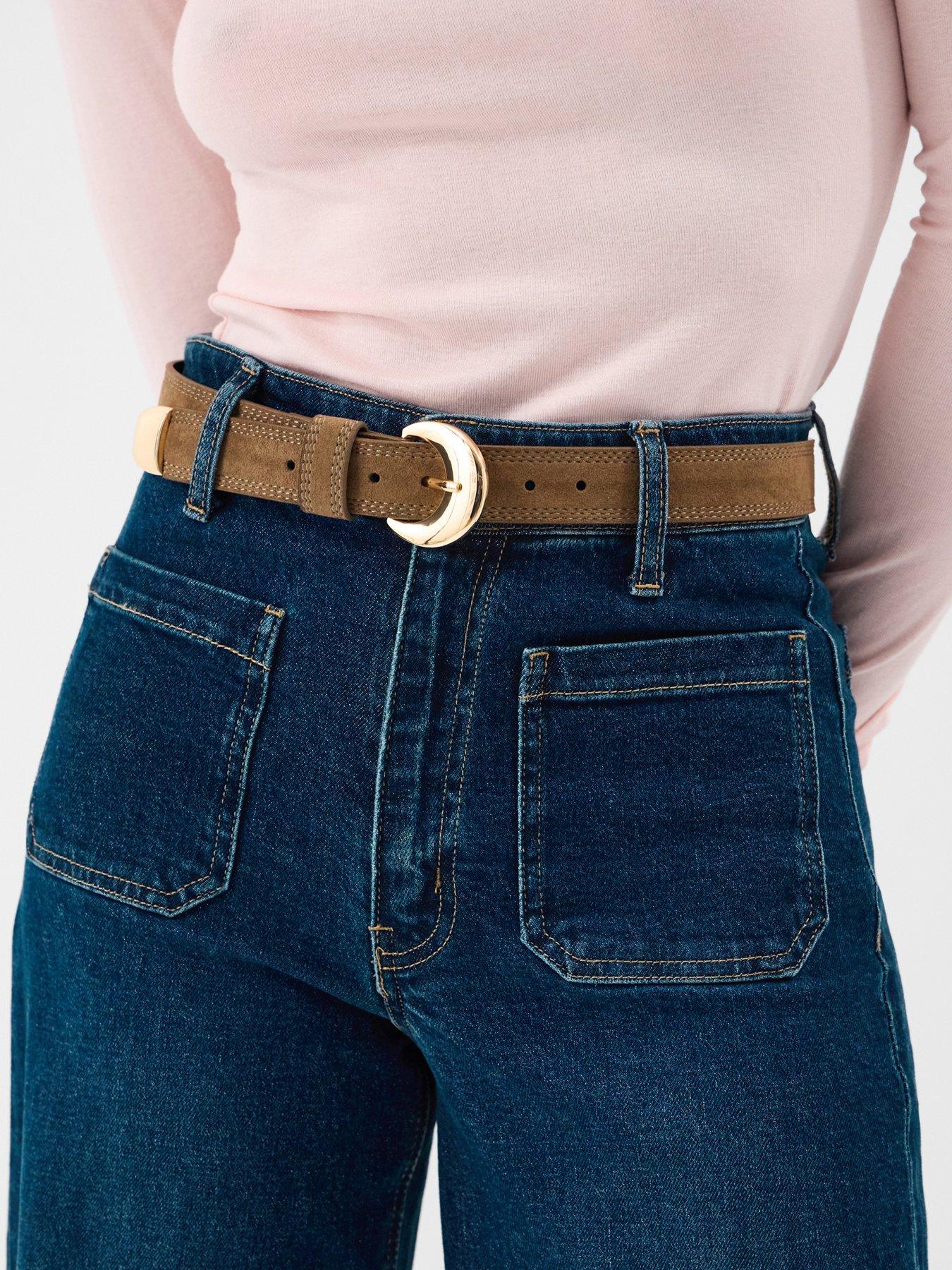 Image 2 of 2 of Accessorize Suede Buckle Belt - Brown