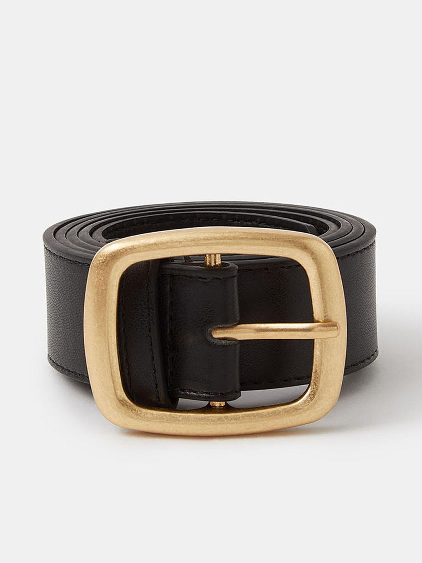 Image 1 of 2 of Accessorize Square Buckle Belt - Black