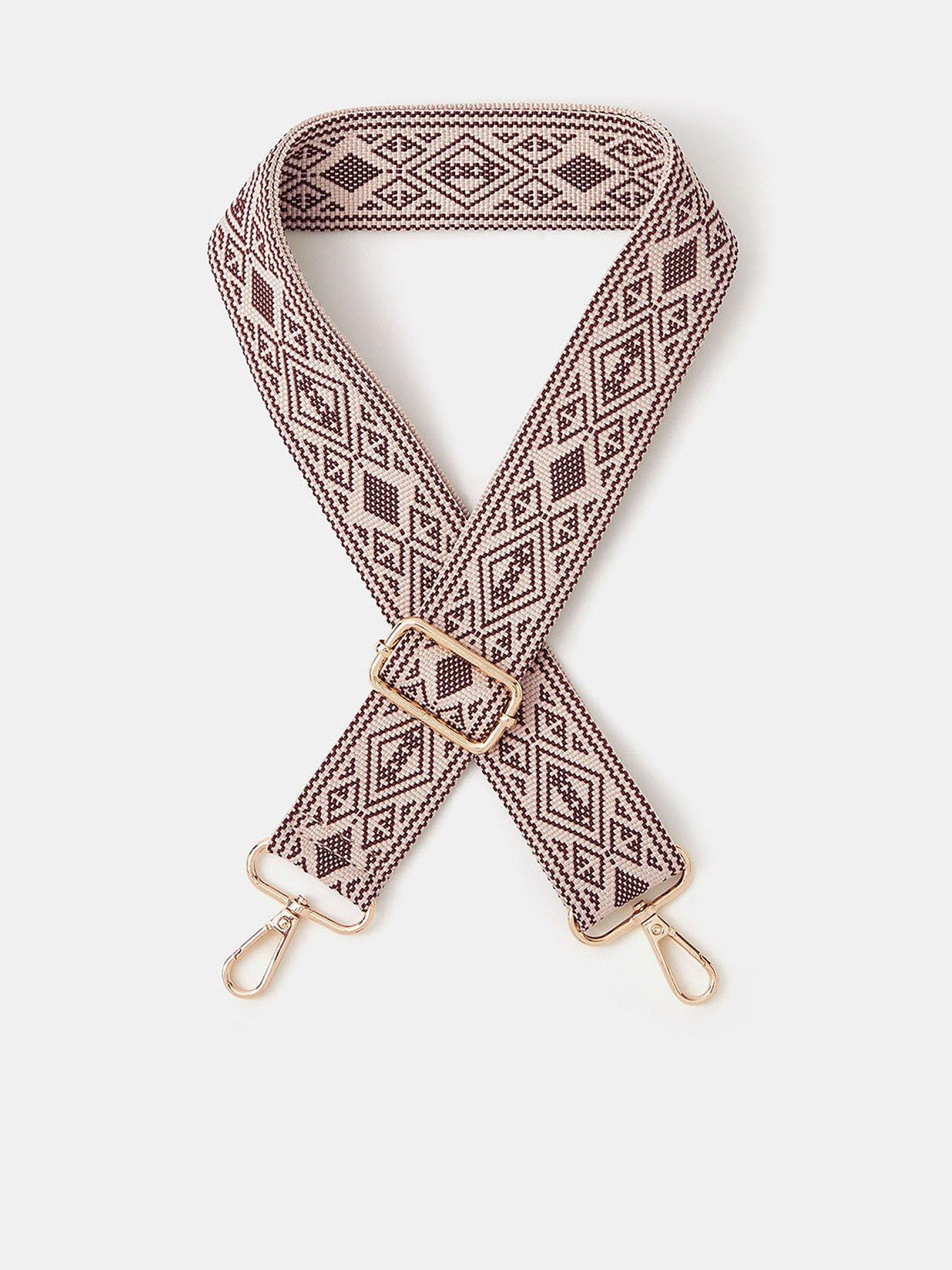  image of accessorize-woven-aztec-bag-strap-cream