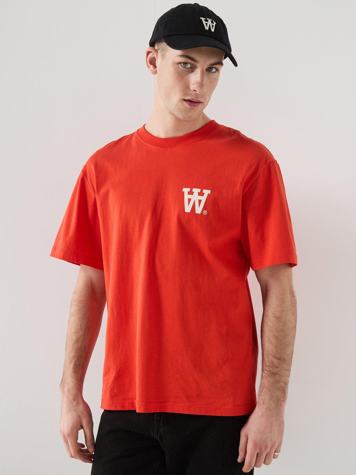 Image 1 of 6 of Double A by Wood Wood Logo Print T-Shirt - Orange