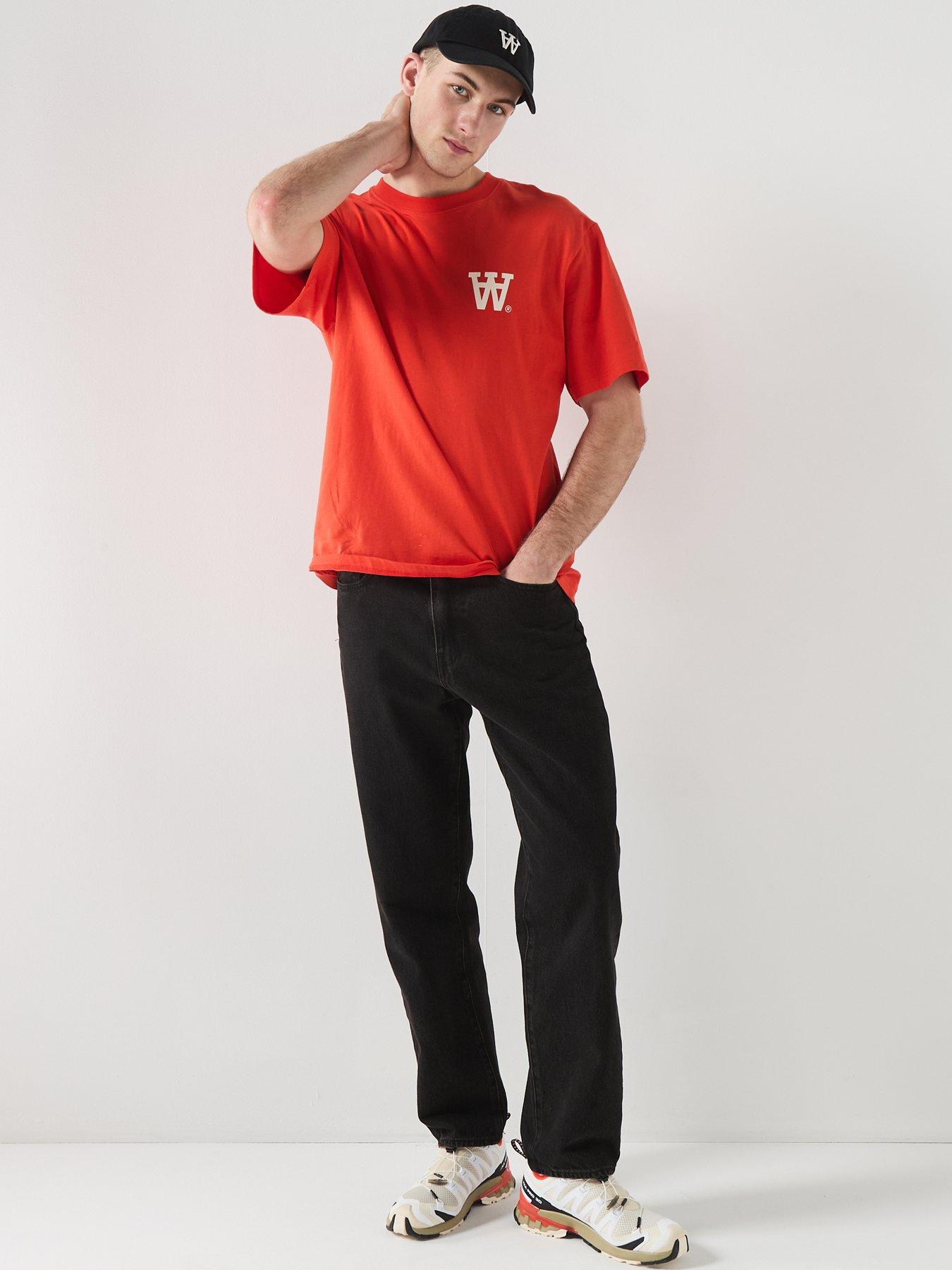 Image 3 of 6 of Double A by Wood Wood Logo Print T-Shirt - Orange
