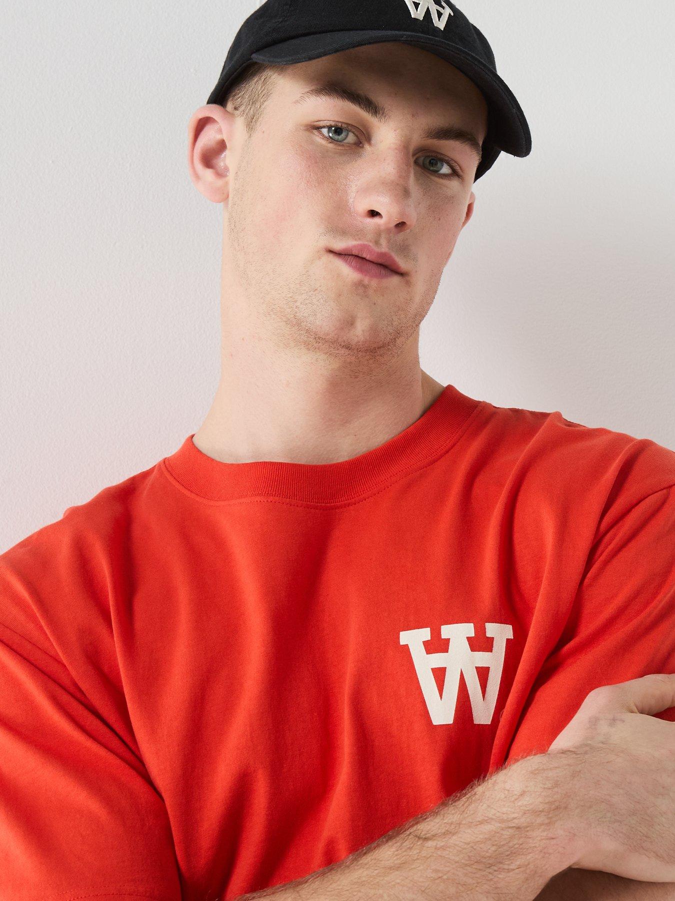 Image 4 of 6 of Double A by Wood Wood Logo Print T-Shirt - Orange