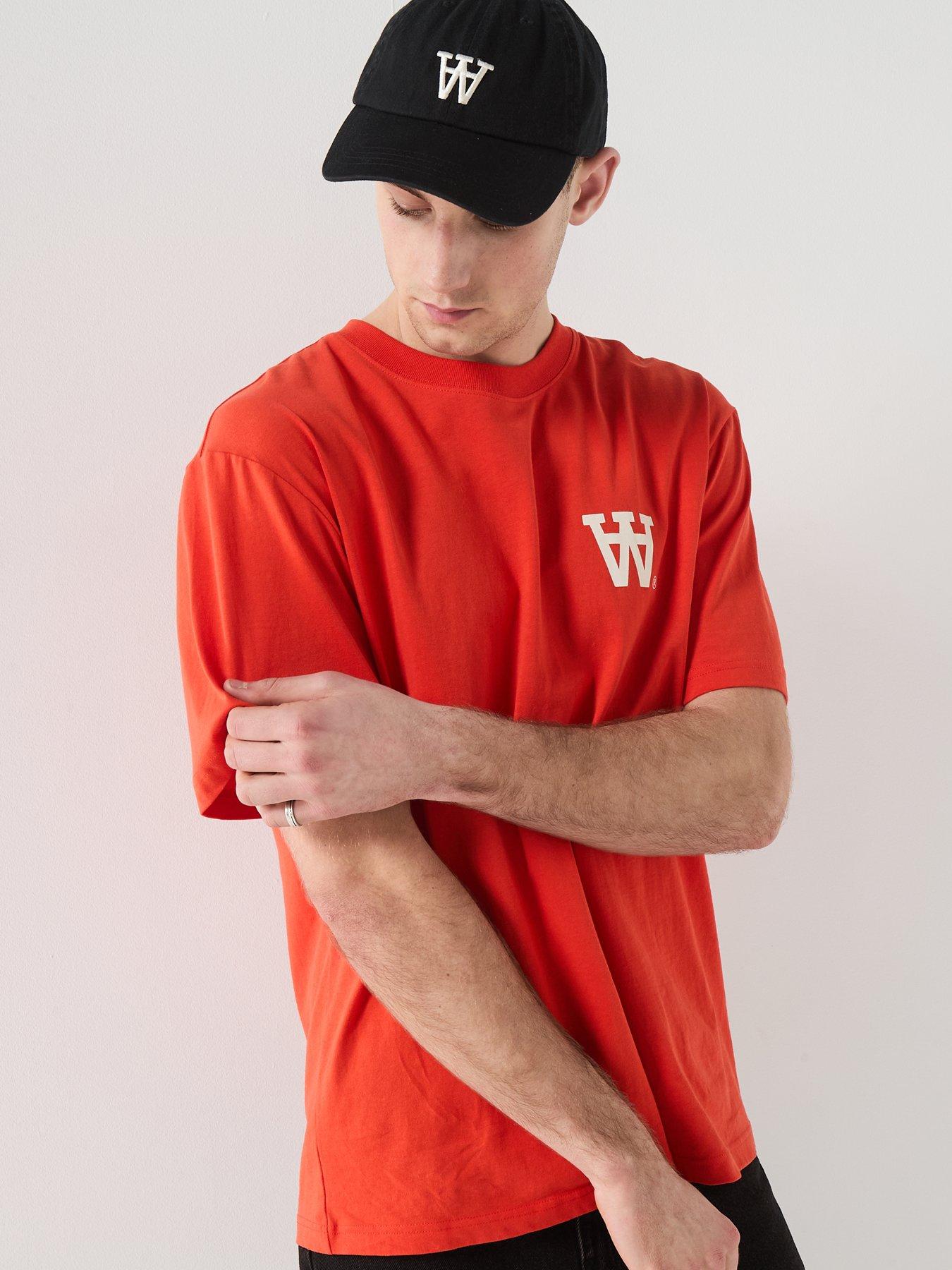 Image 5 of 6 of Double A by Wood Wood Logo Print T-Shirt - Orange