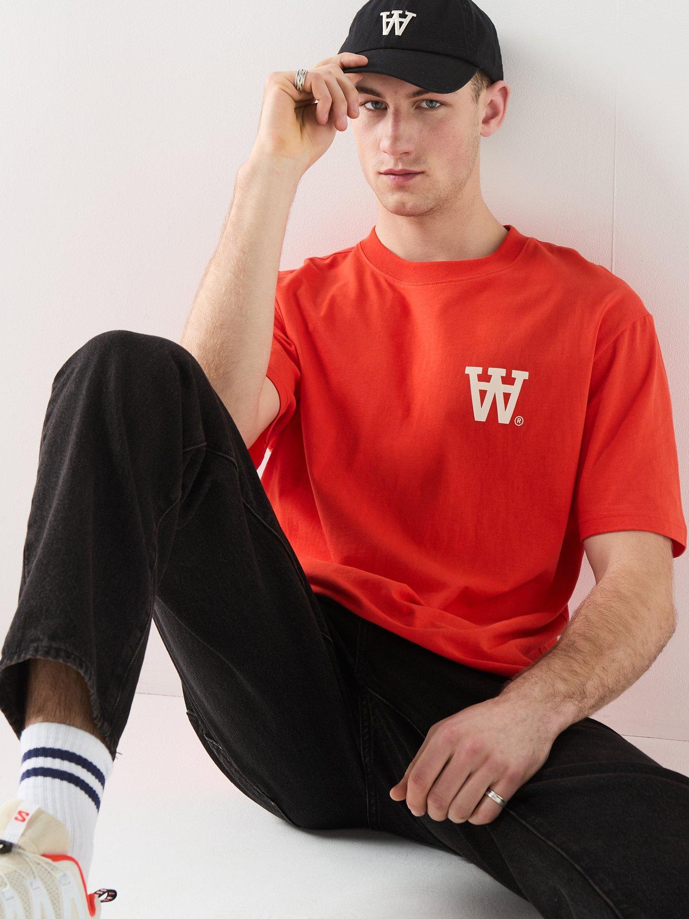 Image 6 of 6 of Double A by Wood Wood Logo Print T-Shirt - Orange