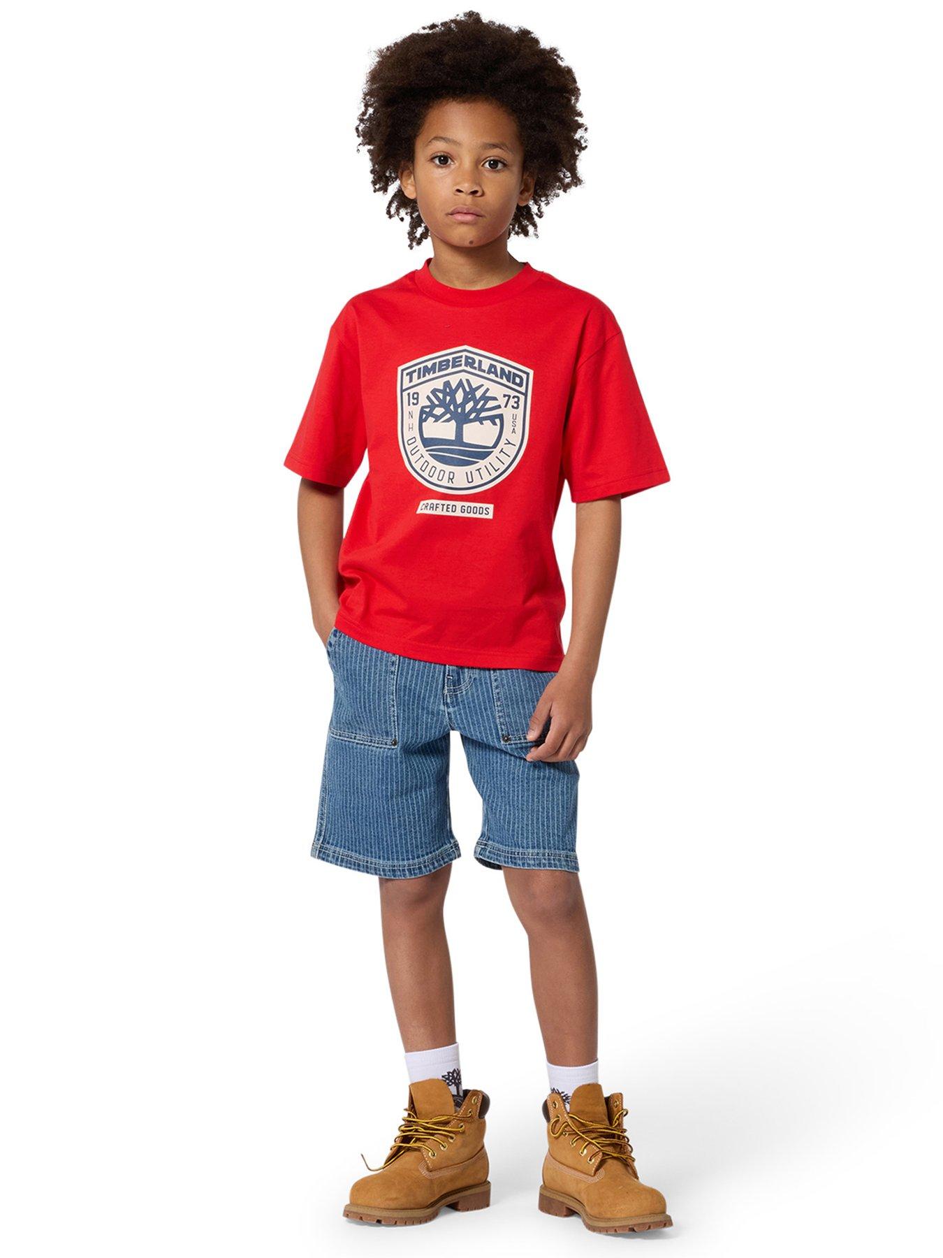 Timberland Boys Stripe Denim Shorts - Blue