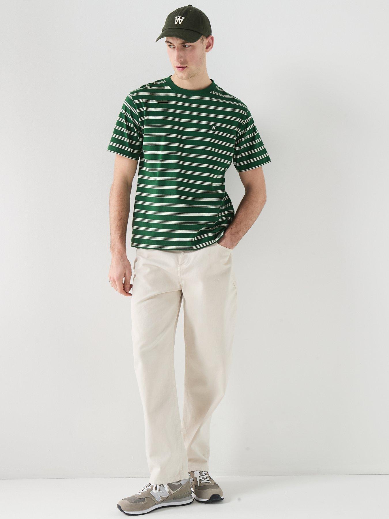 Image 3 of 6 of Double A by Wood Wood Striped T-Shirt - Green