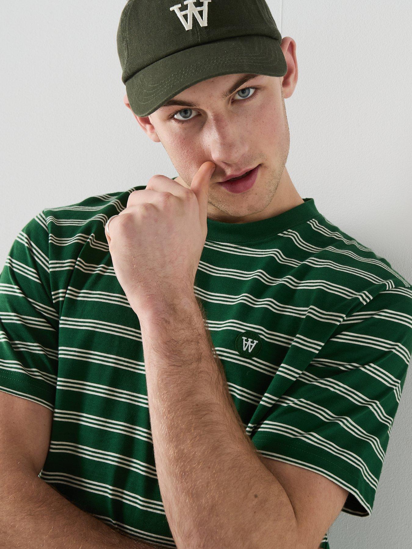 Image 4 of 6 of Double A by Wood Wood Striped T-Shirt - Green