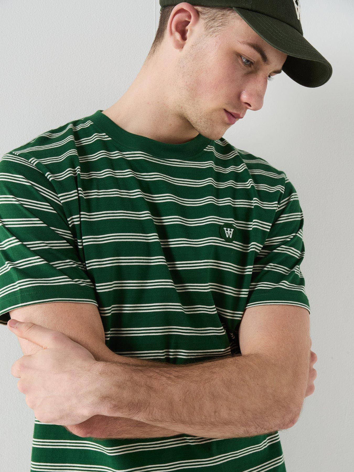 Image 6 of 6 of Double A by Wood Wood Striped T-Shirt - Green