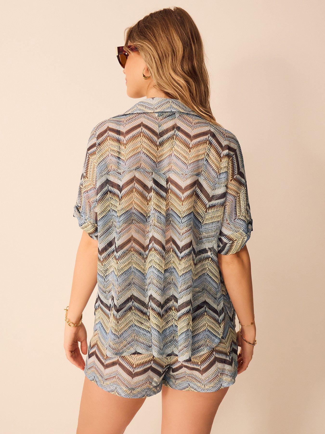 Image 2 of 4 of Accessorize Zig Zag Crochet Shirt - Multi