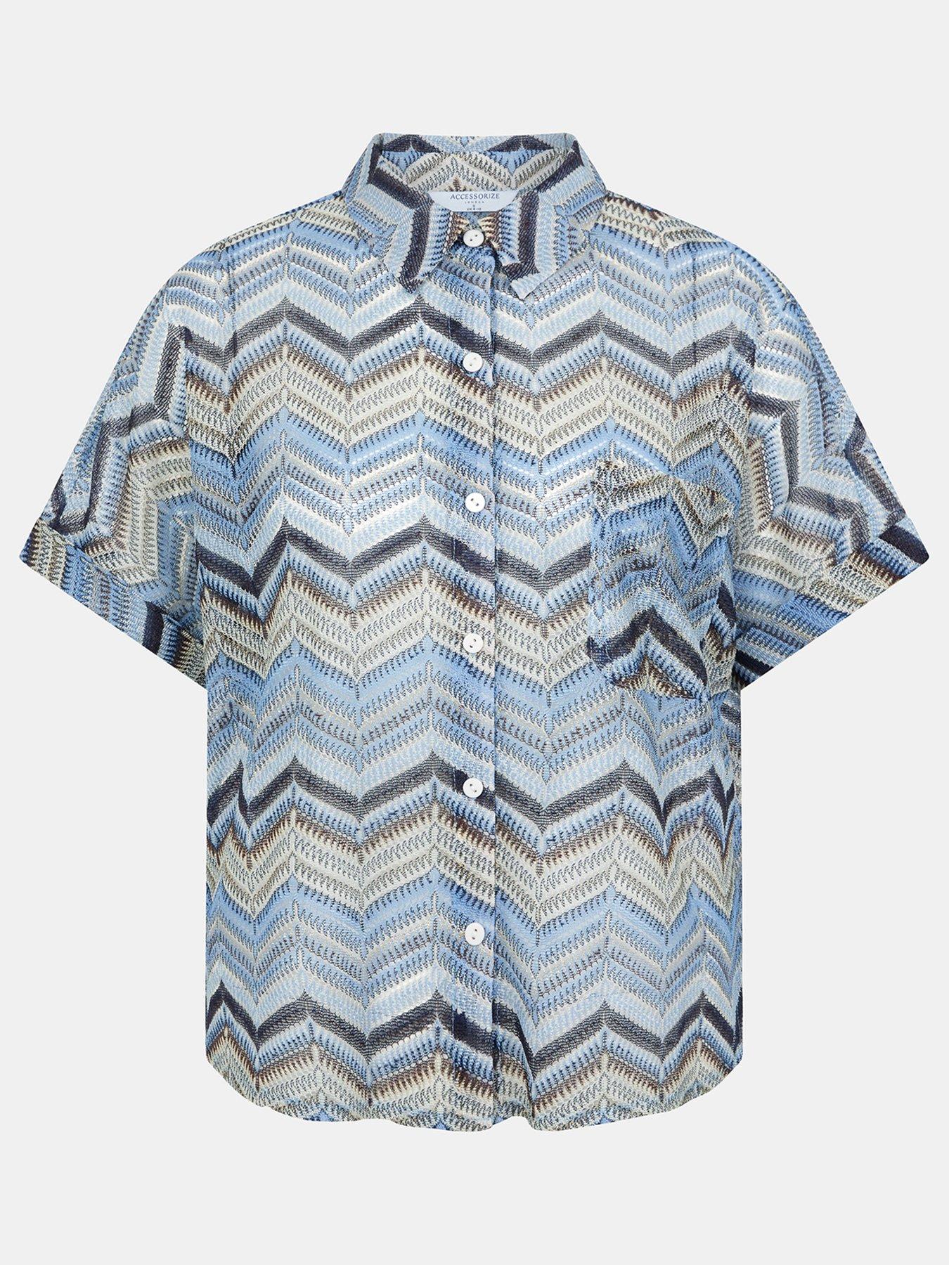 Image 4 of 4 of Accessorize Zig Zag Crochet Shirt - Multi