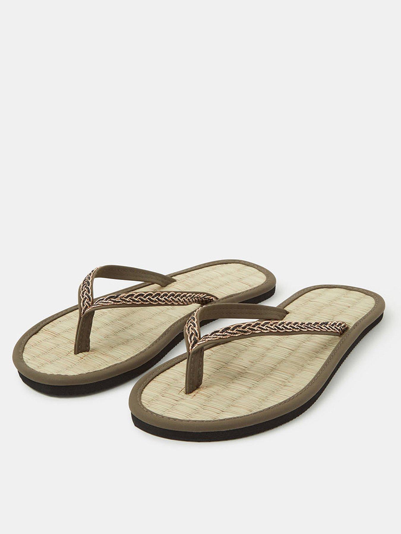 Image 2 of 3 of Accessorize Braided Strap Flip Flops - Golden Brown