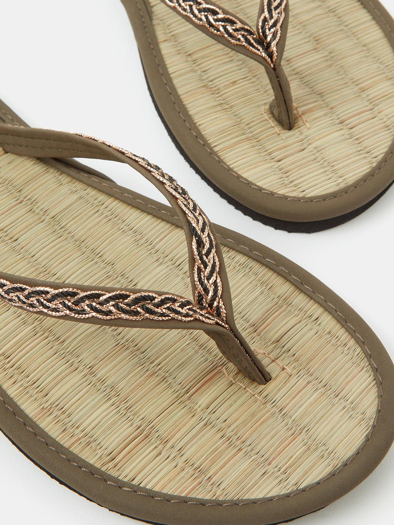 Image 3 of 3 of Accessorize Braided Strap Flip Flops - Golden Brown