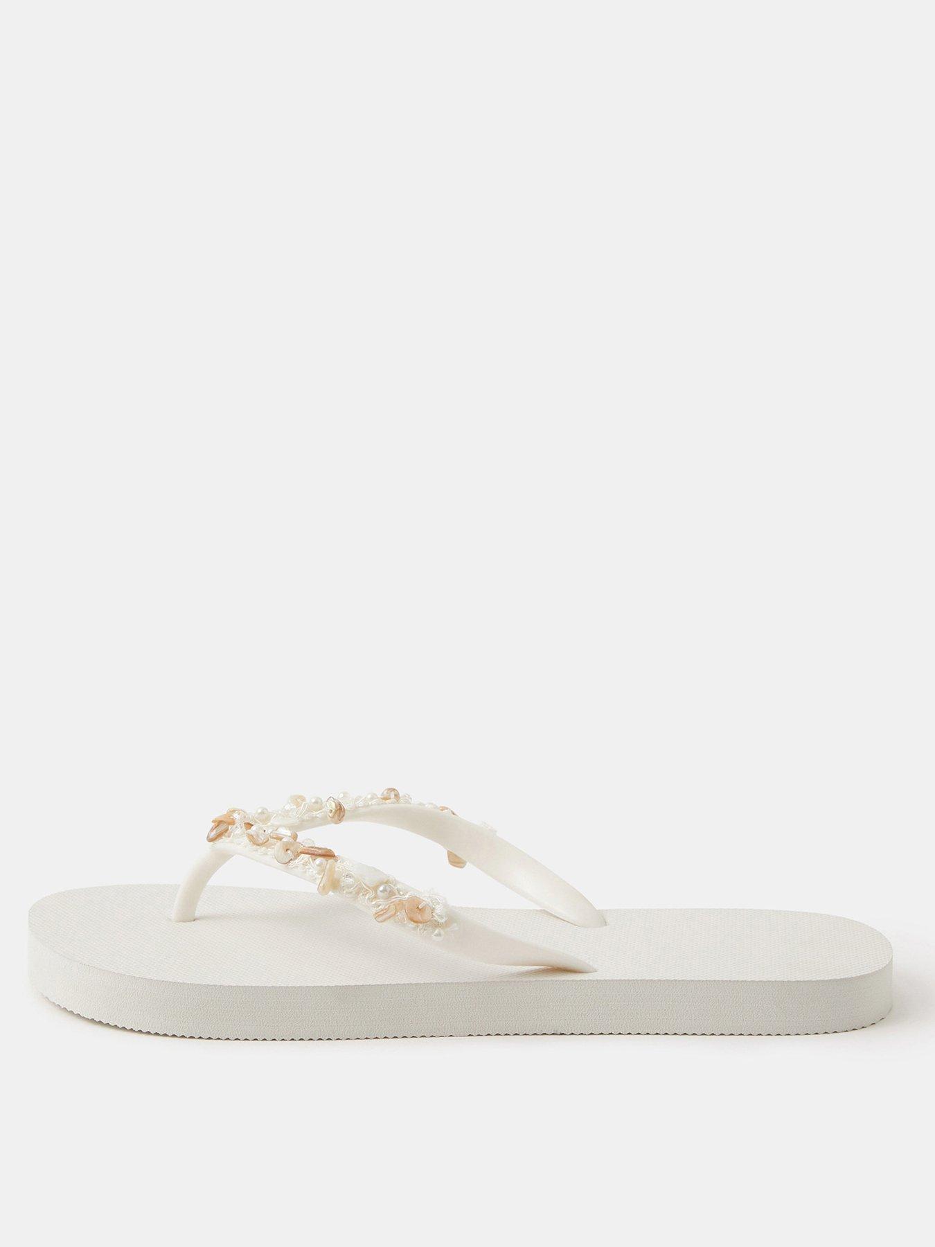  image of accessorize-bead-embellished-flip-flops-white