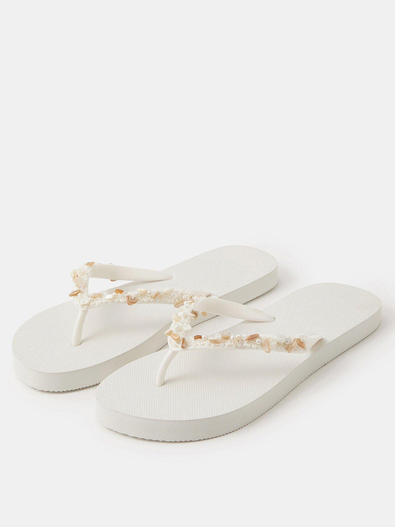  image of accessorize-bead-embellished-flip-flops-white