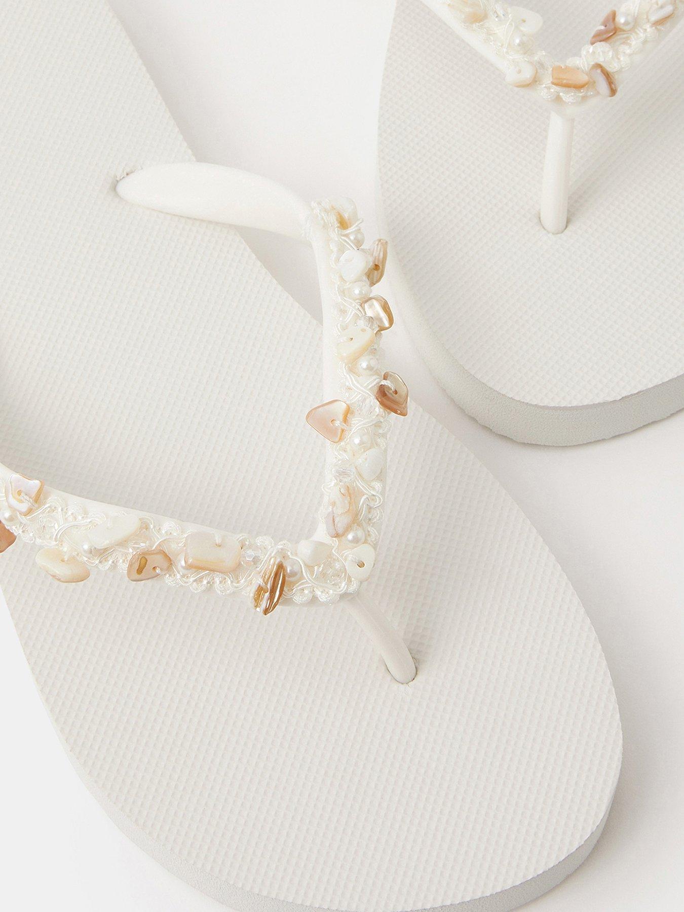  image of accessorize-bead-embellished-flip-flops-white