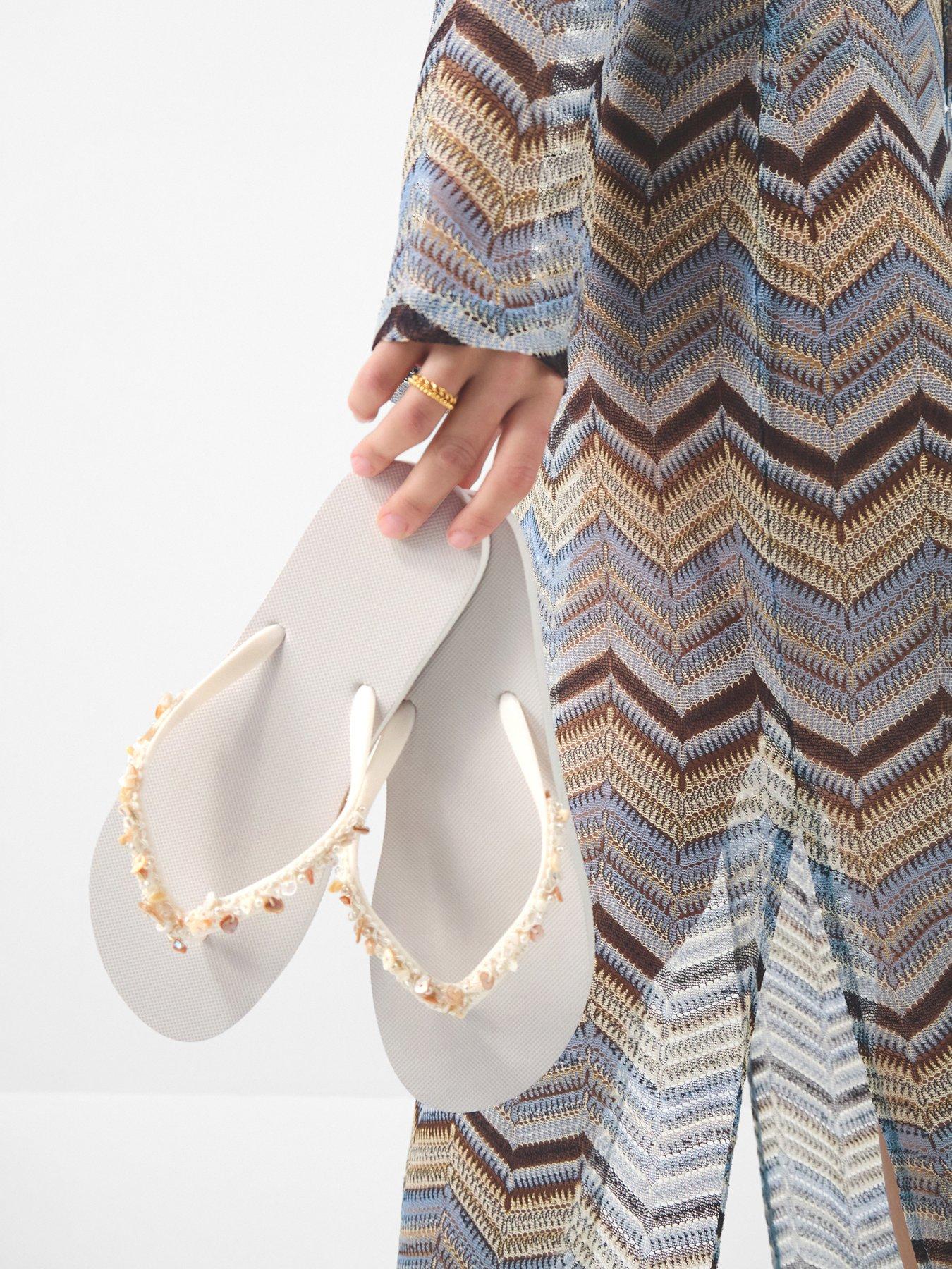  image of accessorize-bead-embellished-flip-flops-white