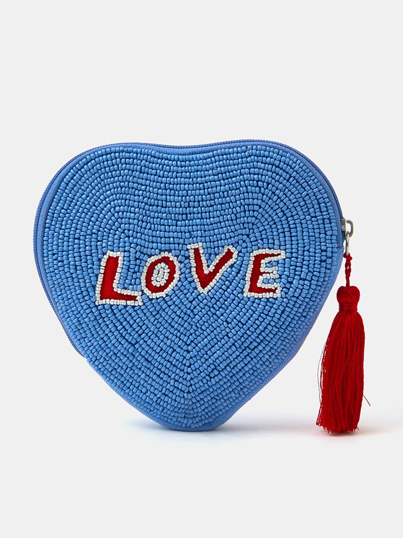  image of accessorize-love-beaded-coin-purse-blue