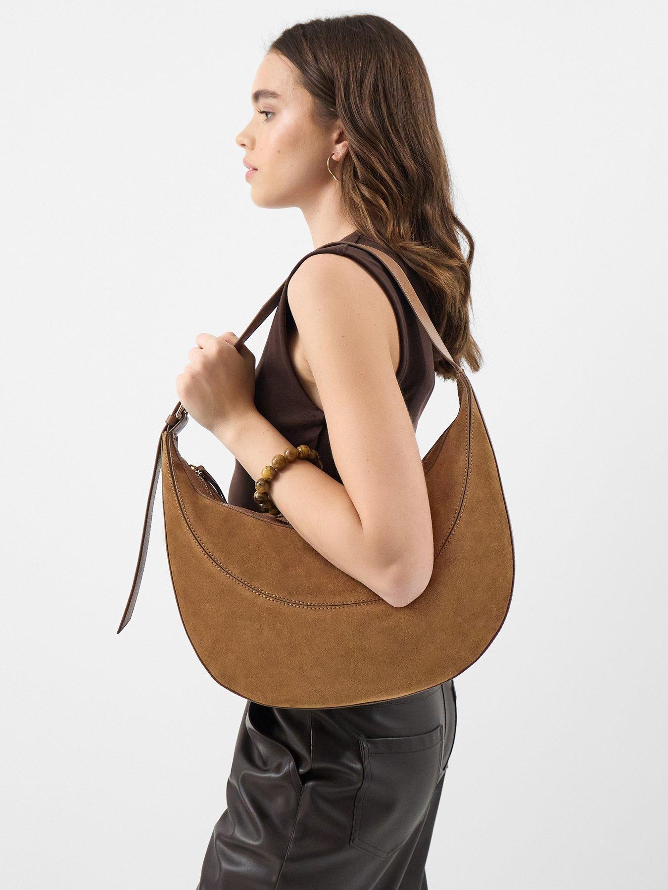 Image 2 of 5 of Accessorize Scoop Suede Shoulder Bag - Brown
