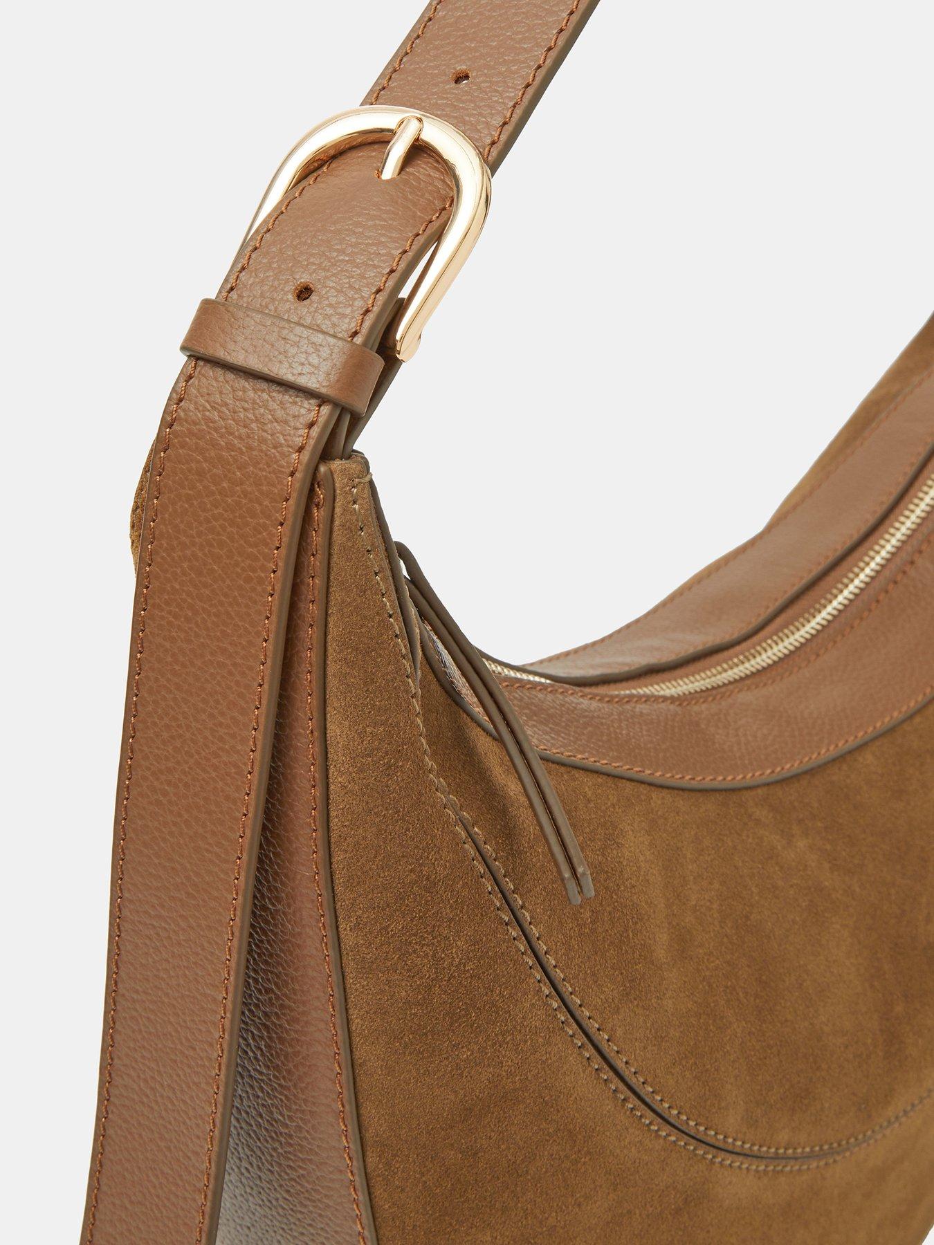 Image 3 of 5 of Accessorize Scoop Suede Shoulder Bag - Brown