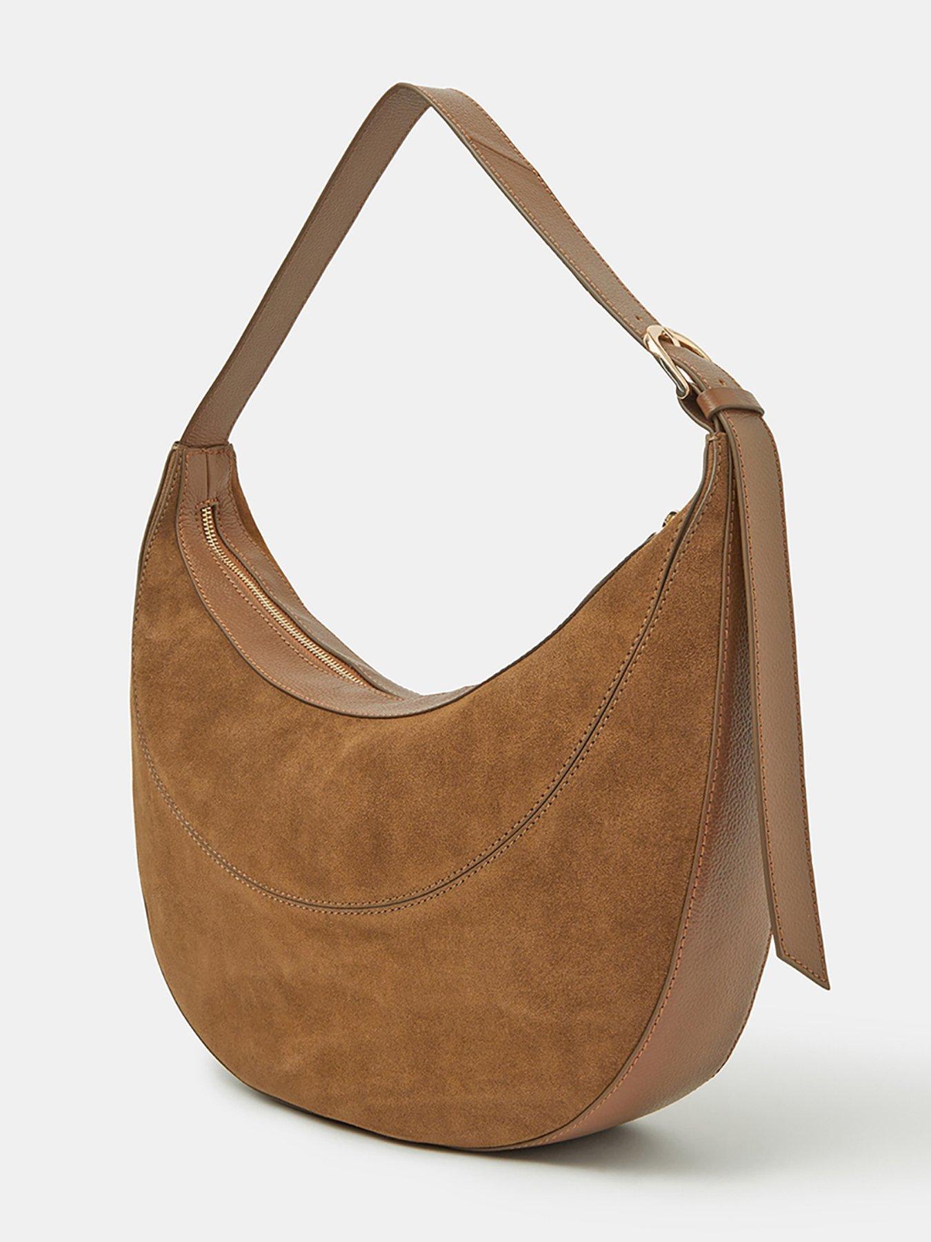 Image 4 of 5 of Accessorize Scoop Suede Shoulder Bag - Brown