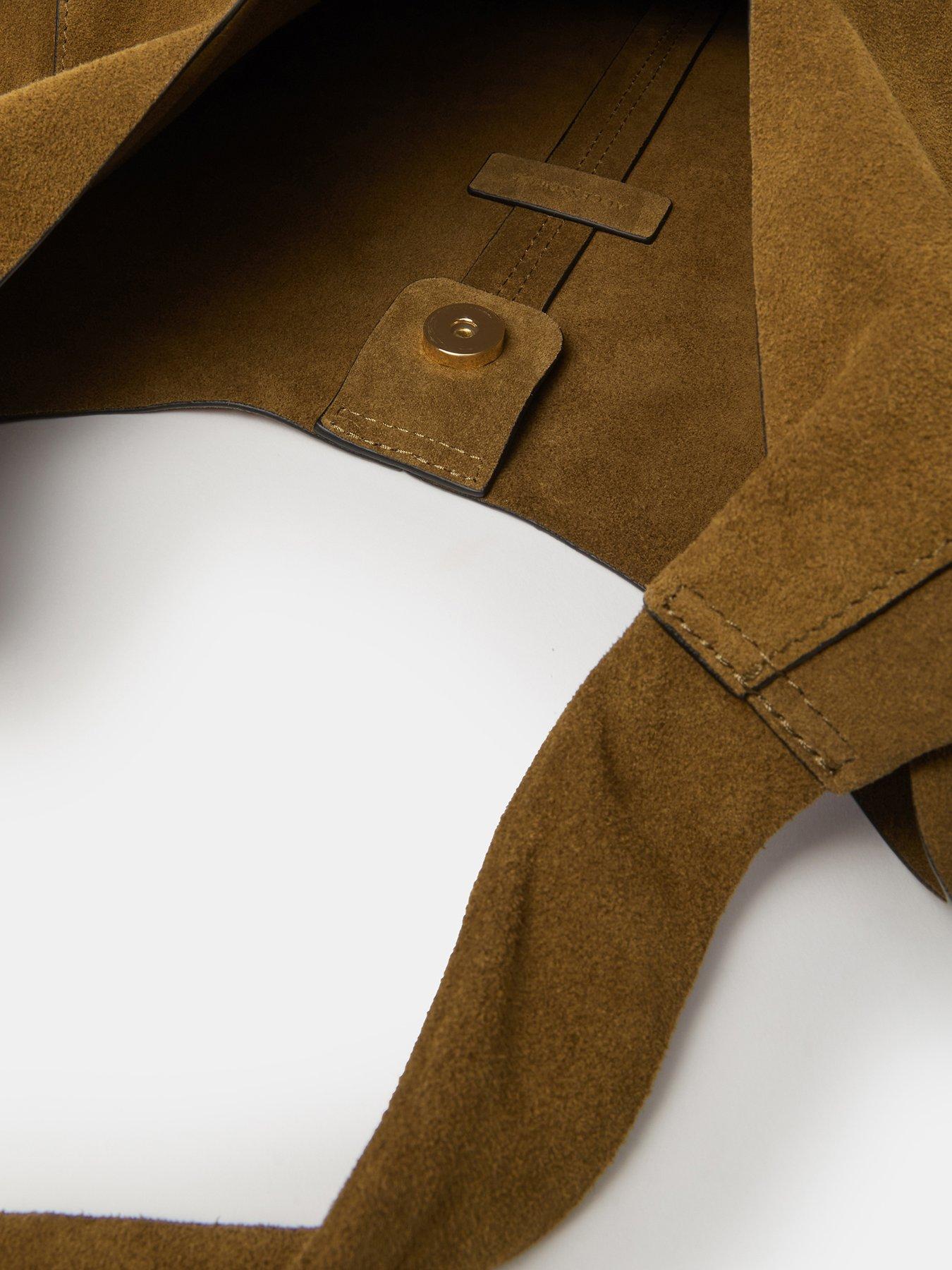  image of accessorize-slouchy-knot-suede-shoulder-bag-brown