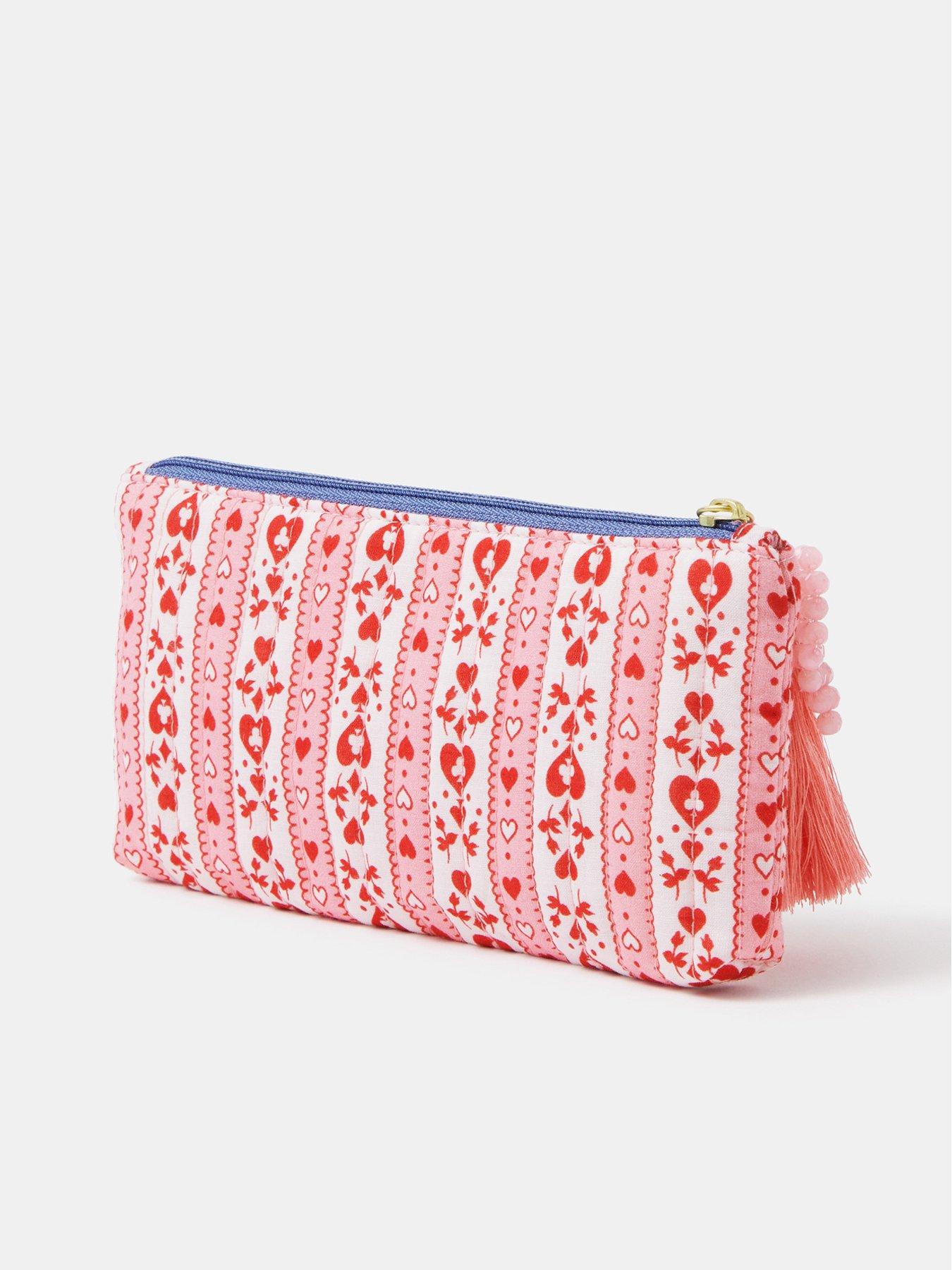  image of accessorize-heart-print-pencil-case-red