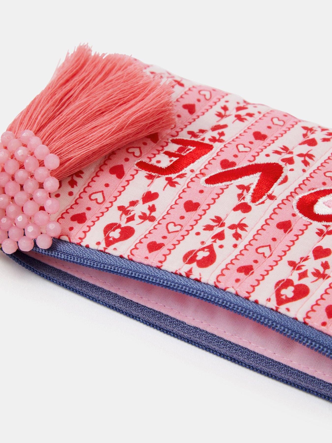 image of accessorize-heart-print-pencil-case-red