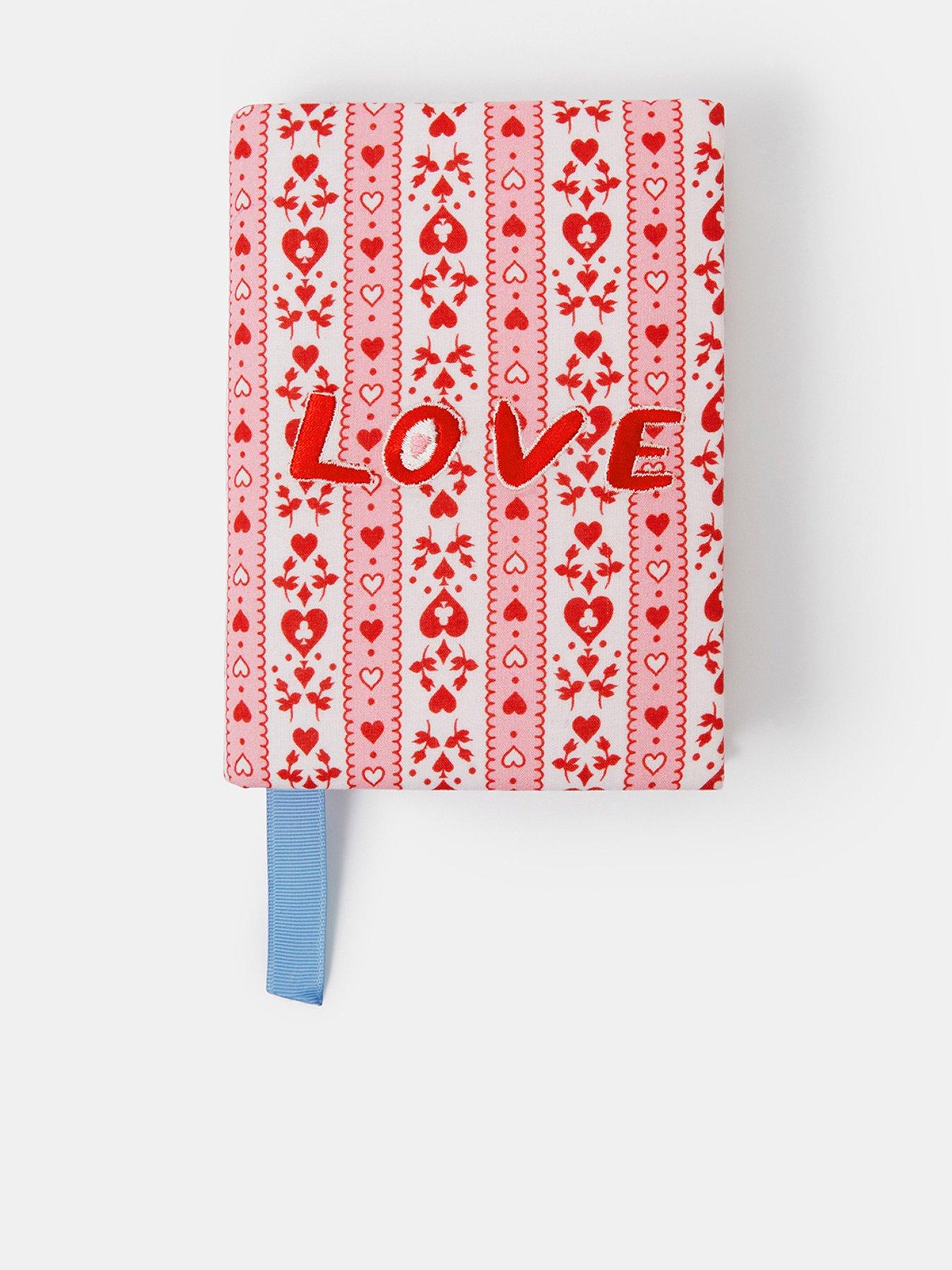 front image of accessorize-heart-print-notebook-red