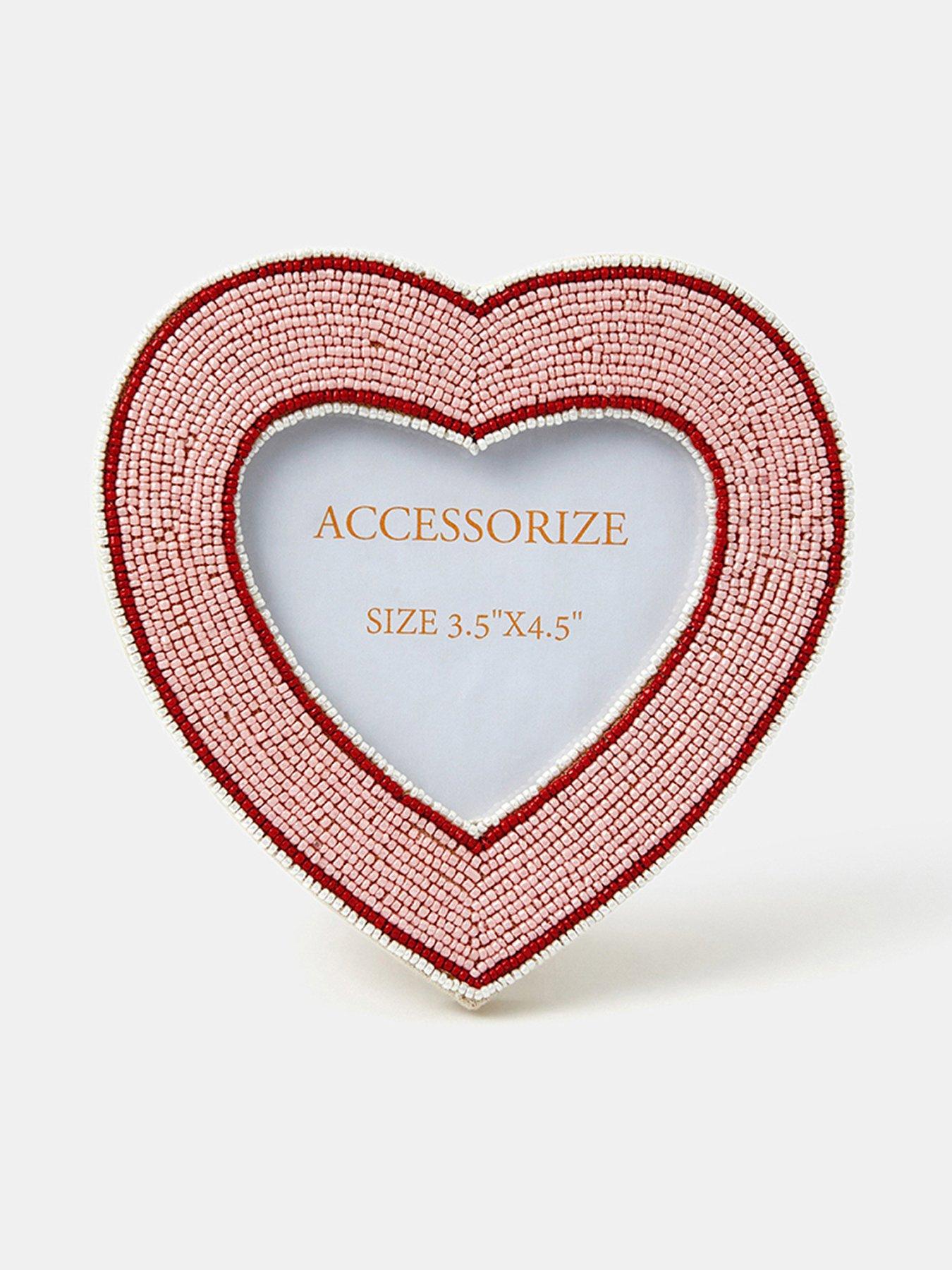 Accessorize Heart Beaded Photo Frame 3.5" X 4.5" - Red