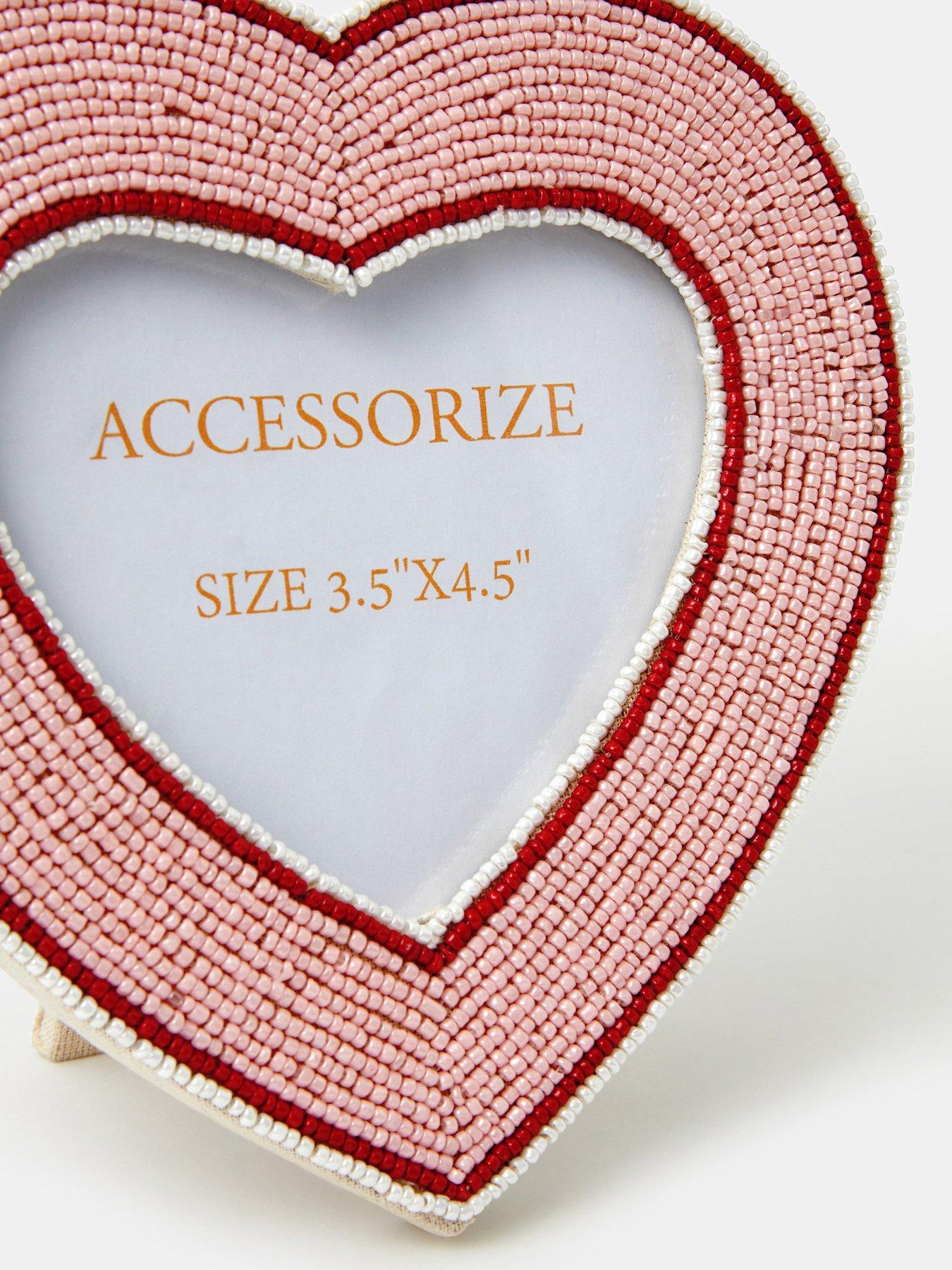  image of accessorize-heart-beaded-photo-frame-35-x-45-red
