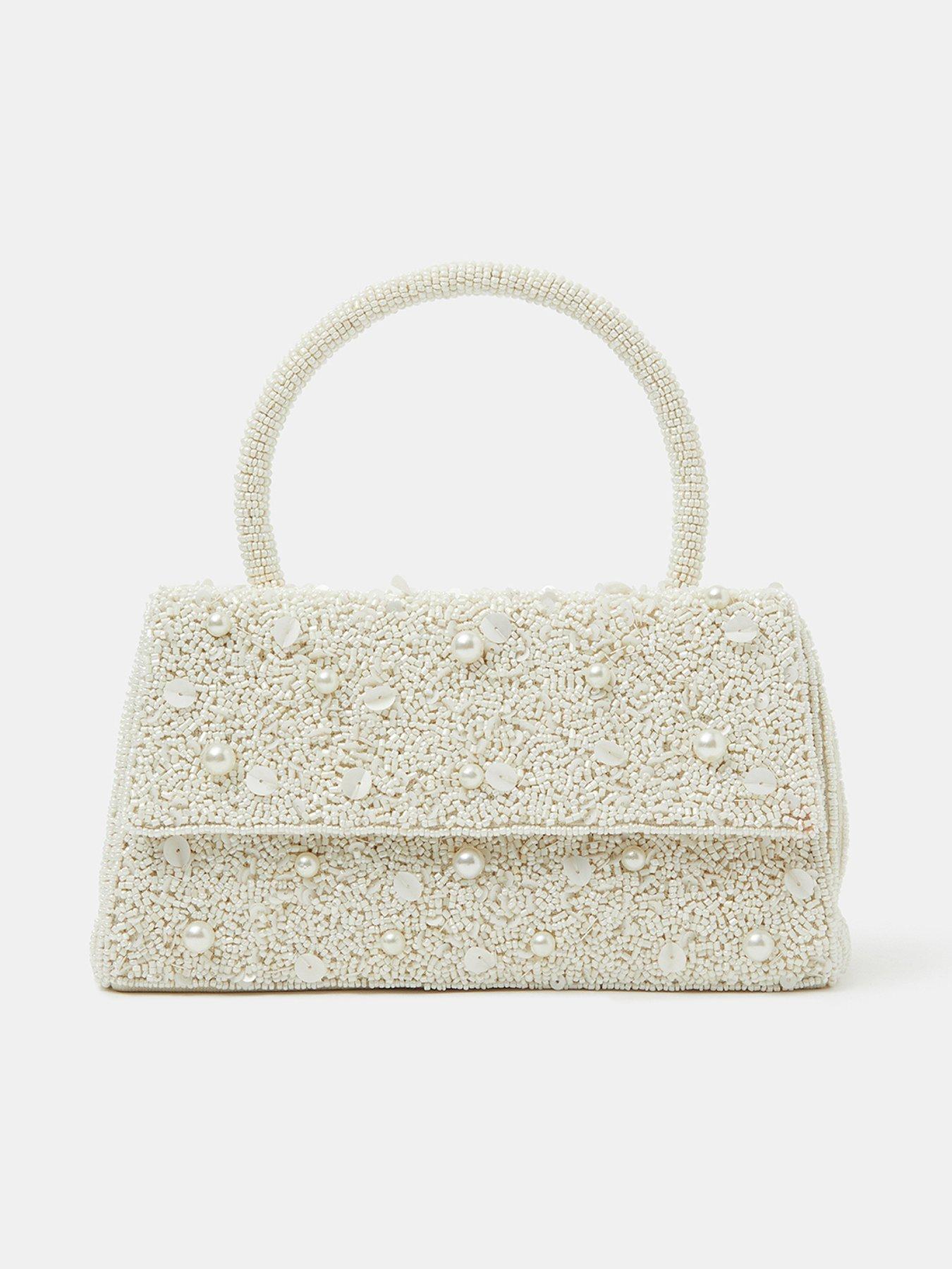 Accessorize Pearl Beaded Handheld Bag - Cream