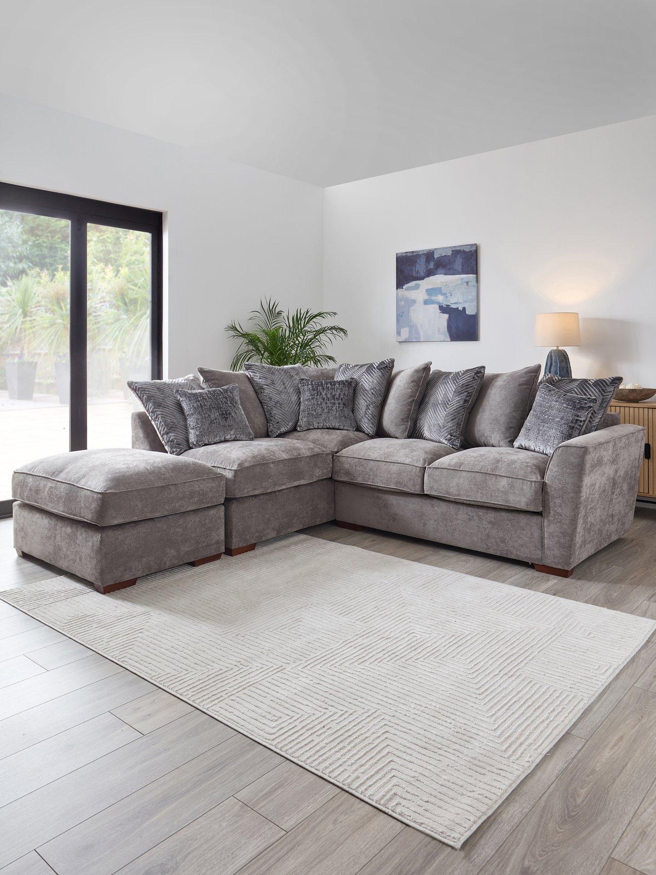 The Very Collection Roulette Left Hand Fabric Corner Chaise With Footstool  &  Sofabed